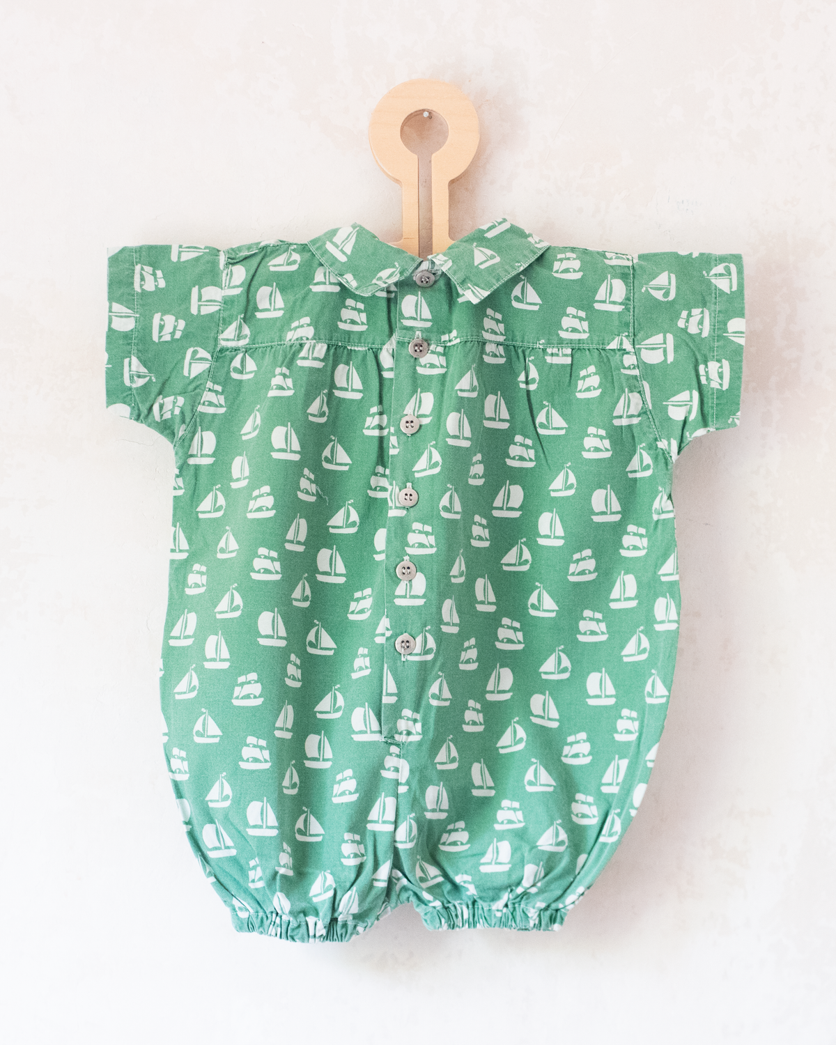 Green overalls with sailboats | 3-6 months