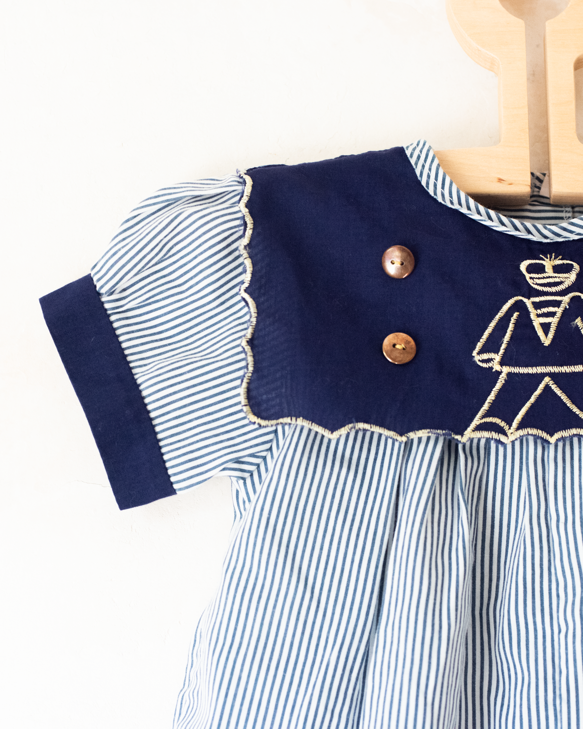 Striped Nautical Embroidered Romper | 6-9 months