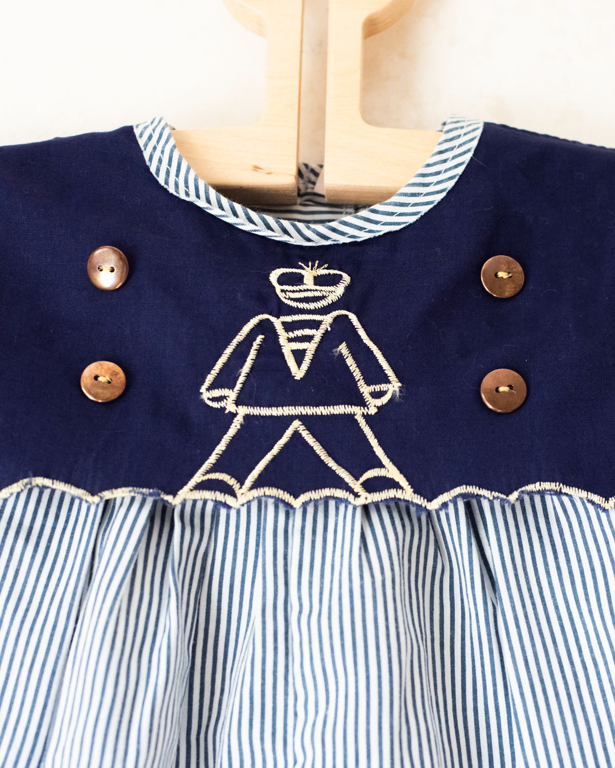 Striped Nautical Embroidered Romper | 6-9 months