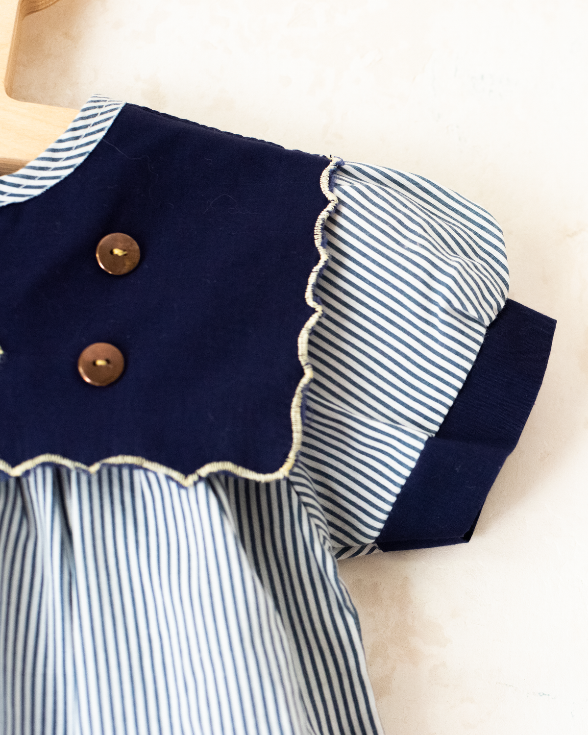 Striped Nautical Embroidered Romper | 6-9 months