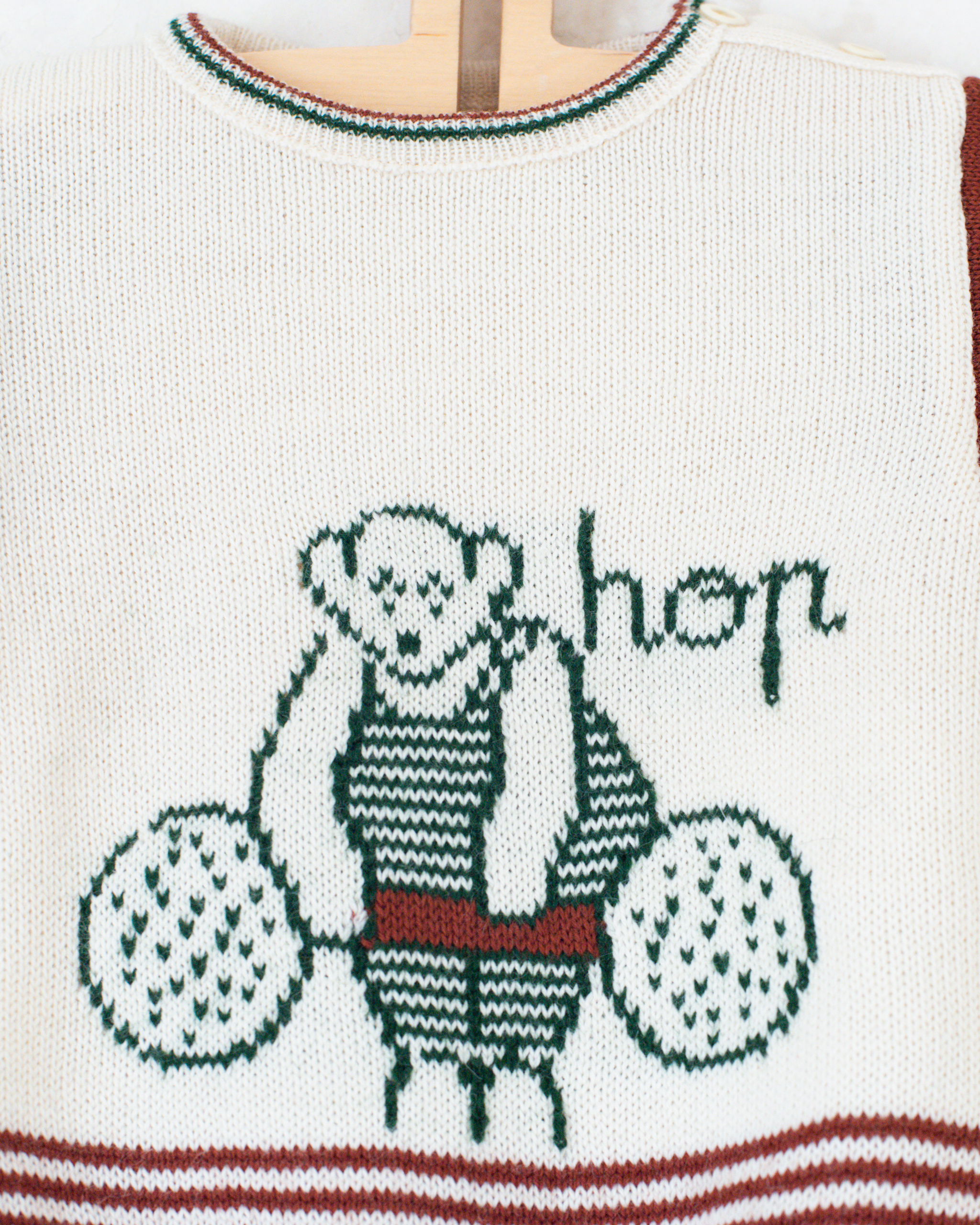 סריג דק עם דובי מרים משקולת | דד סטוק צרפתי | 9-12 חודשים