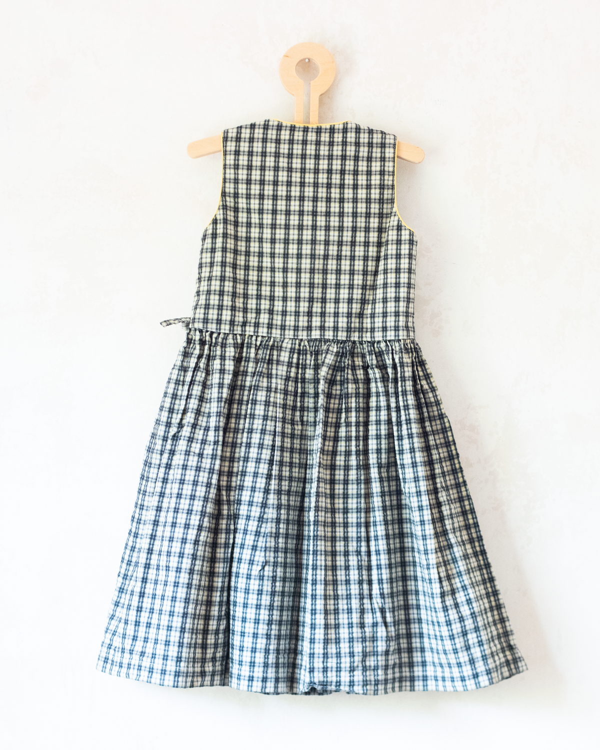 Plaid Wrap Dress with King's Bar and Trumpet Embroidery | 5-6 Years