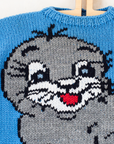 סוודר כחול עם כלב ים | 12-18 חודשים