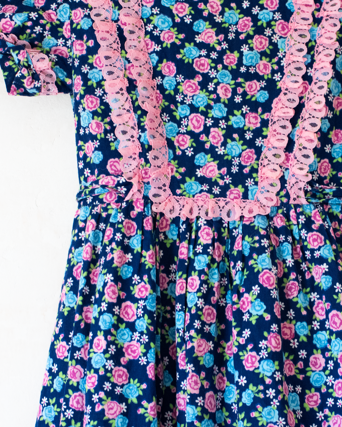 Floral maxi dress with pink lace | 7-9 years
