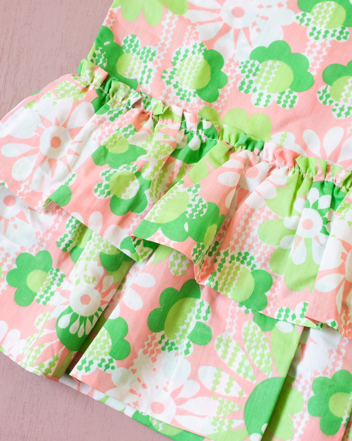 70s floral and ruffle dress | French dead stock | 2-3 years