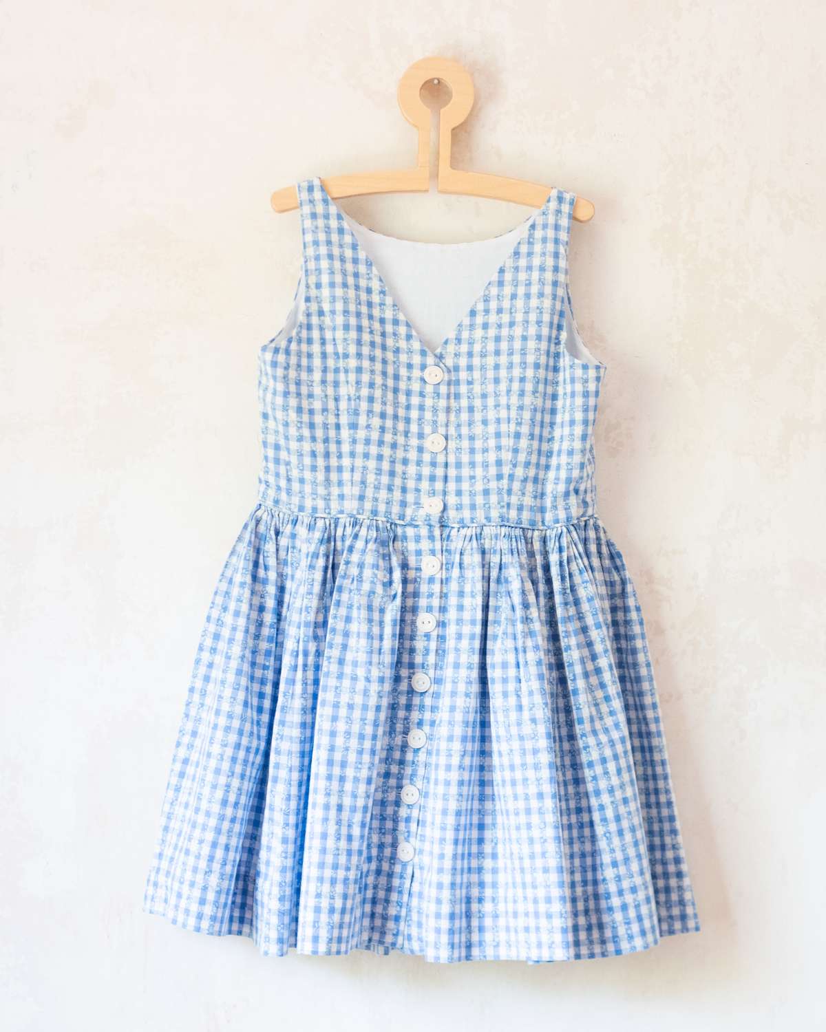 Plaid dress with white flowers | 9-10 years