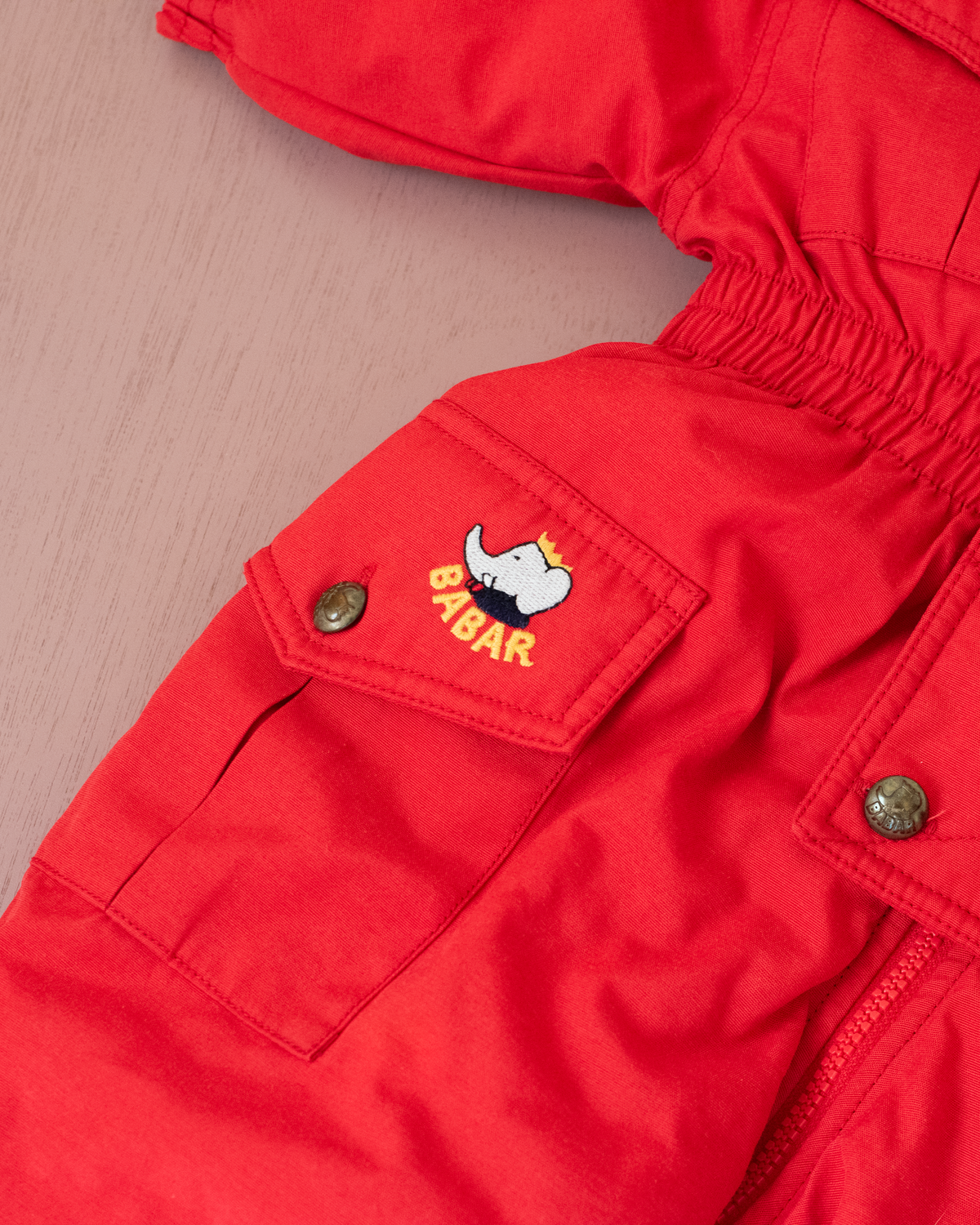 Red fleece jumpsuit with Lion King embroidery | 12-18 months