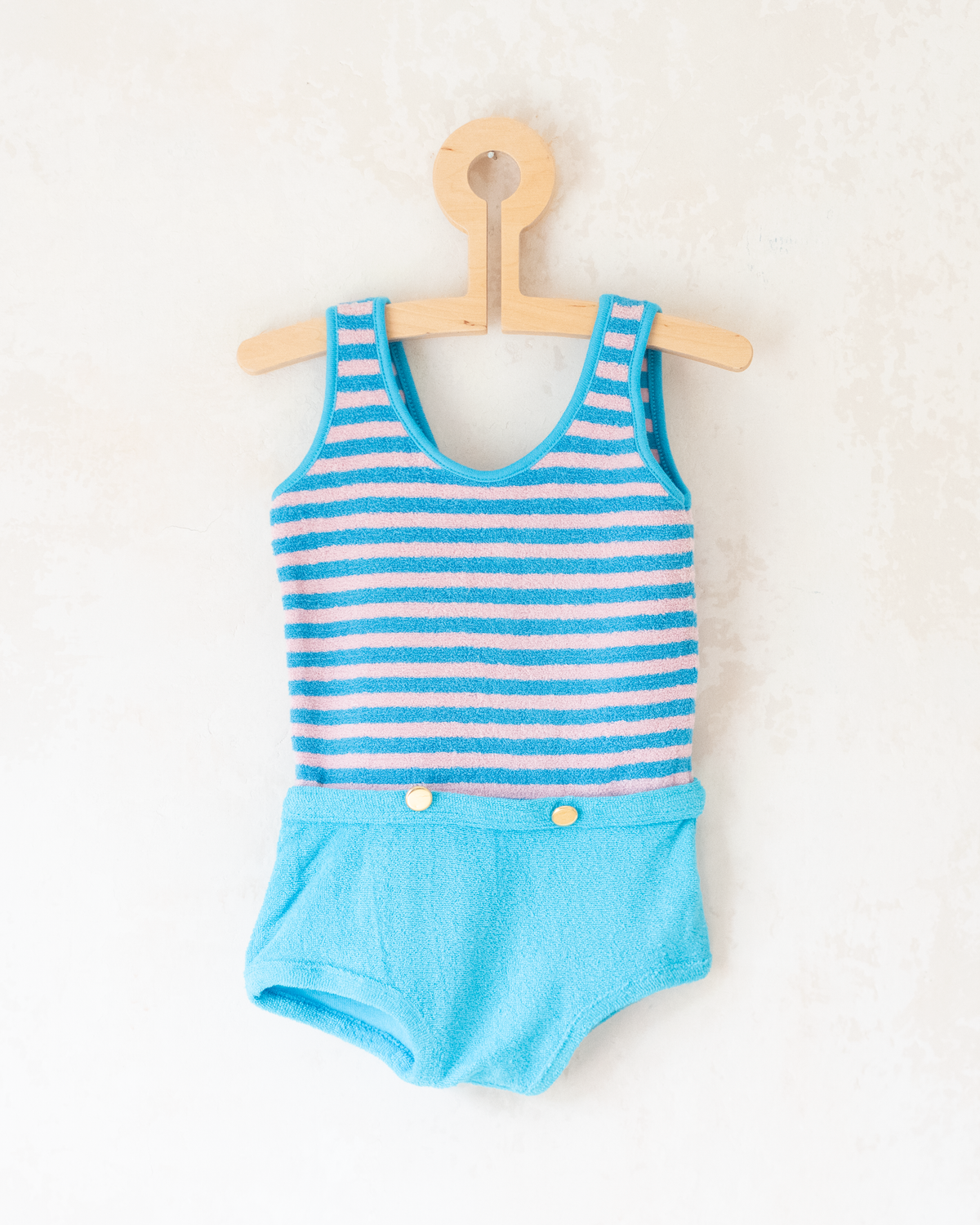 70s Striped Towel Overalls | 18-24 Months