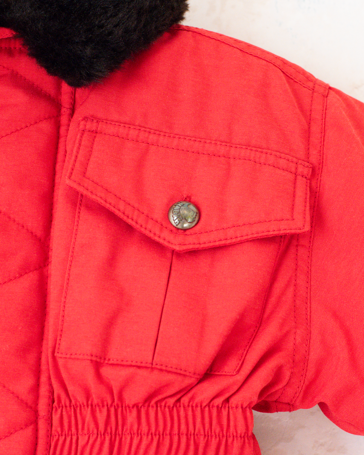 Red fleece jumpsuit with Lion King embroidery | 12-18 months