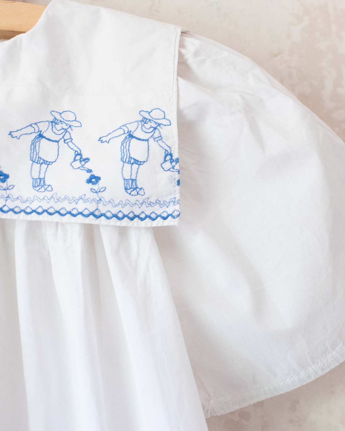 White French dress with floral embroidery for girls | 5-6 years