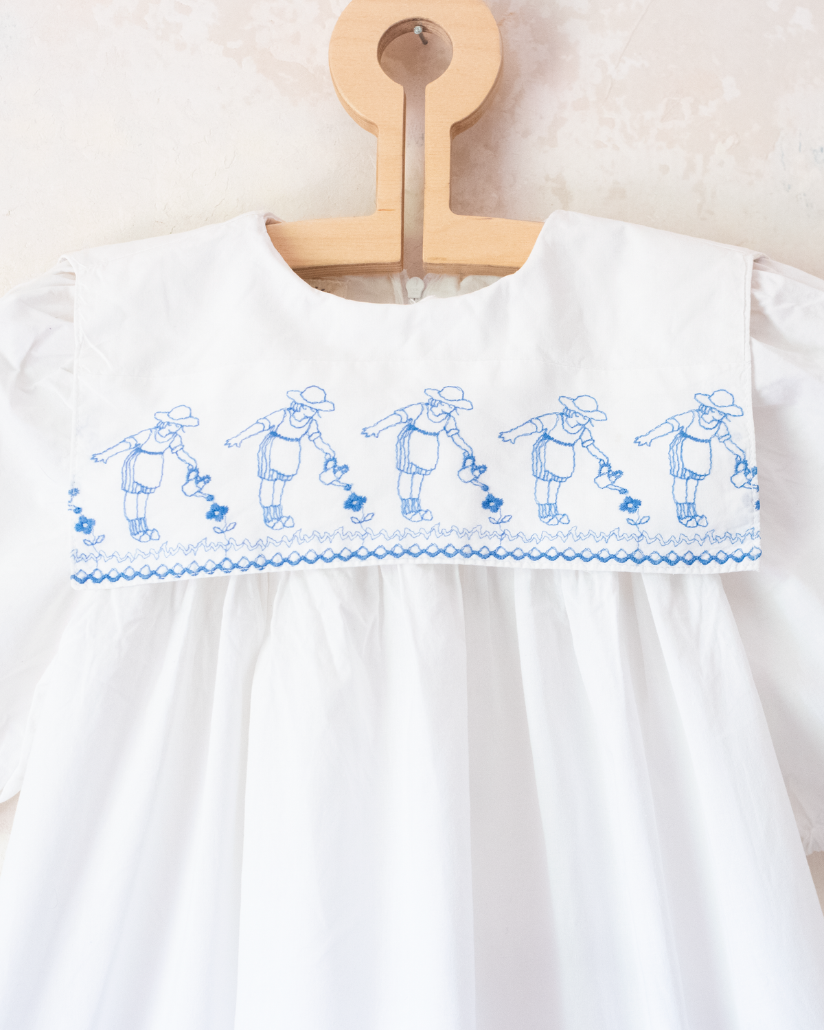 White French dress with floral embroidery for girls | 5-6 years