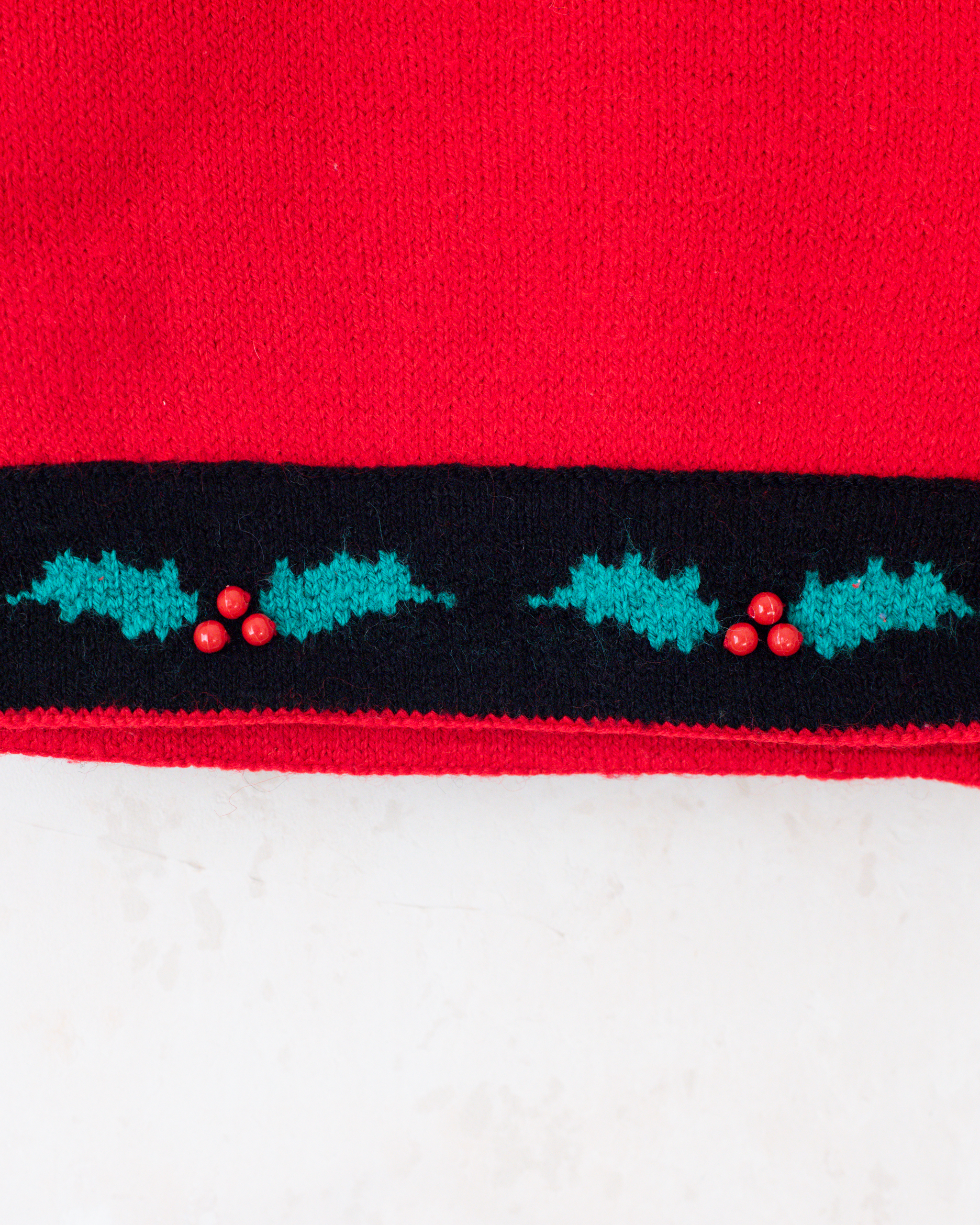 סוודר צמר אדום עם צמח חג המולד | 3-4 שנים