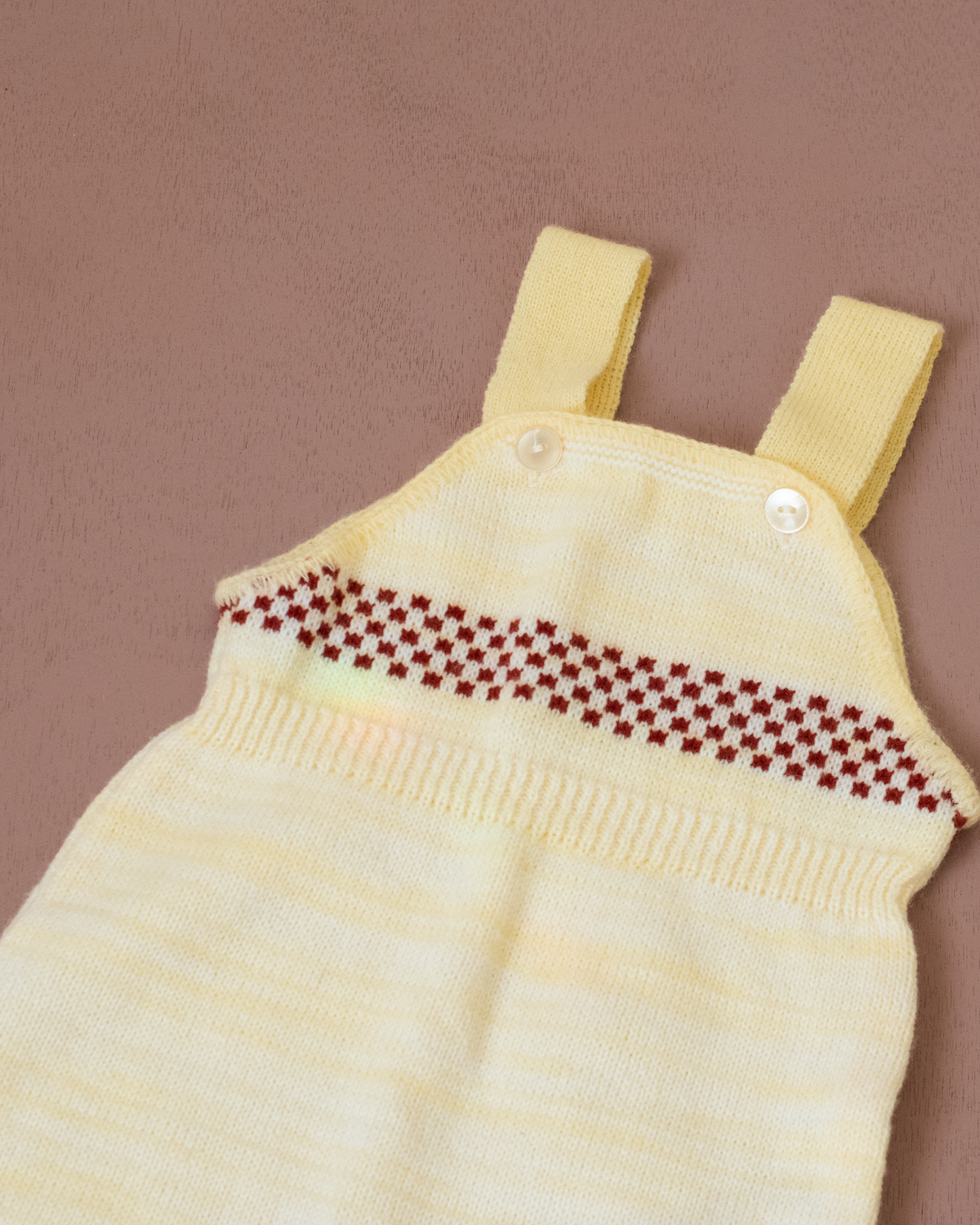 Wool jumpsuit in yellow and burgundy | French deadstock | 3-6 months