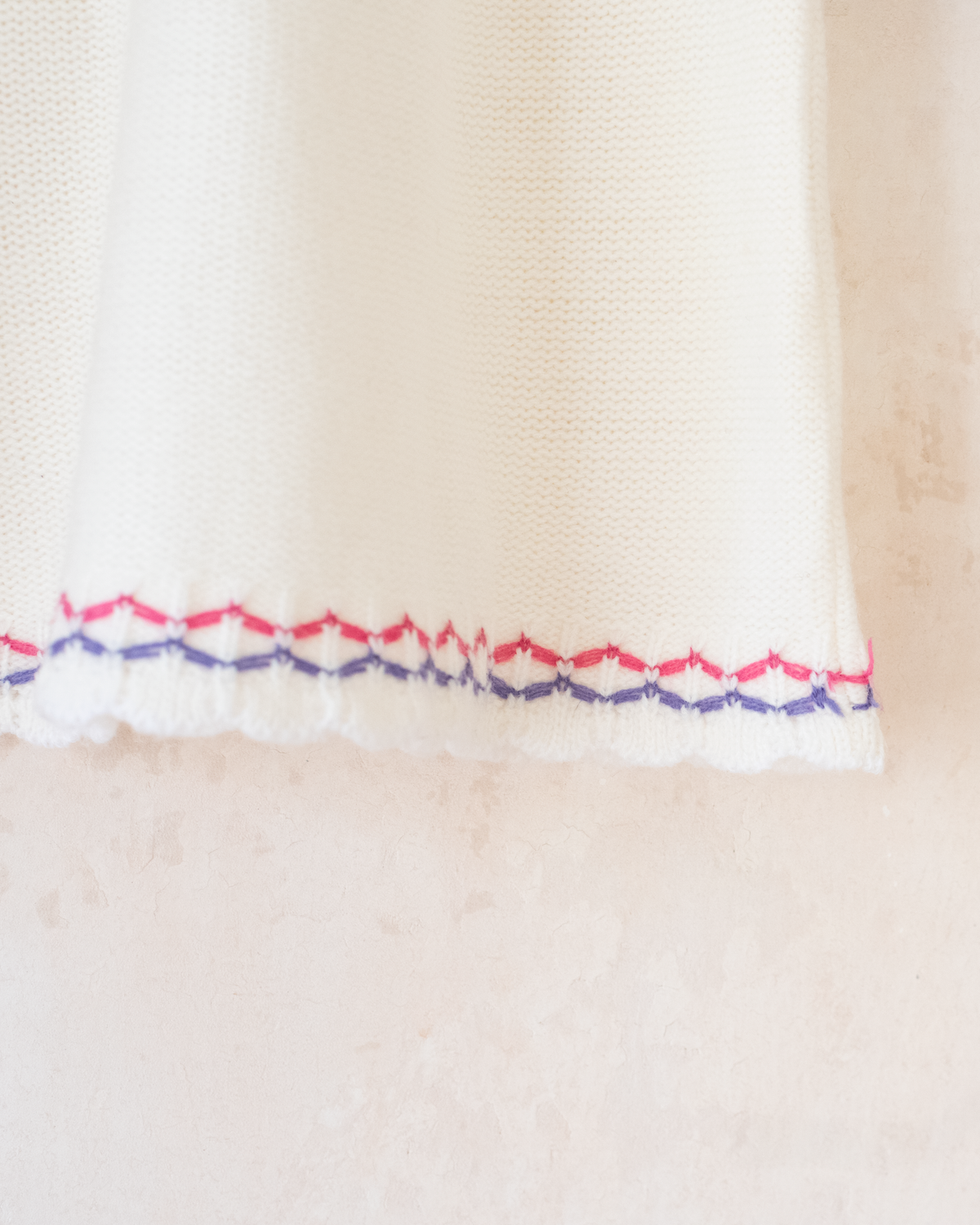 White woolen dress with a bunny and umbrella | 12-18 months