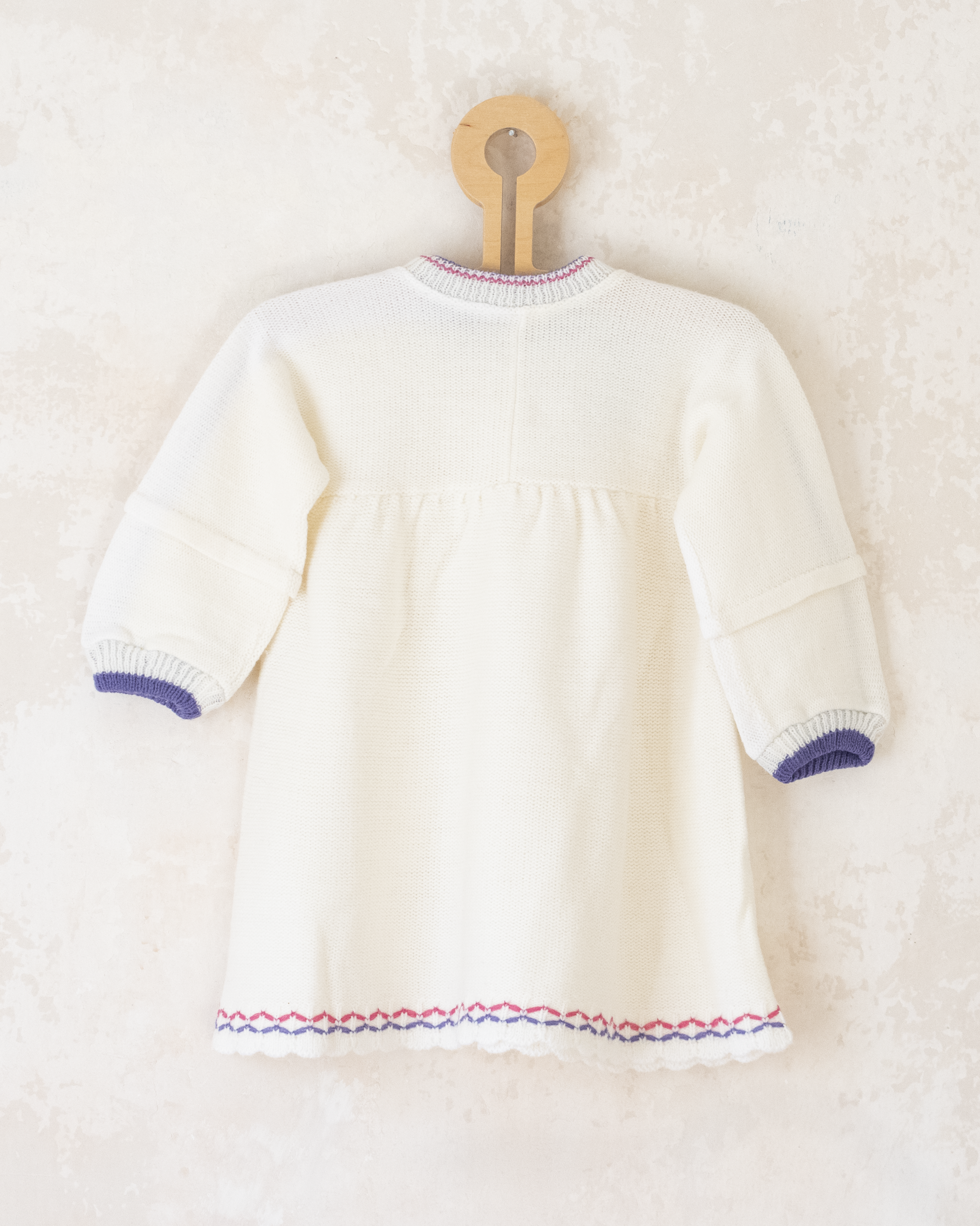 שמלת צמר לבנה עם ארנב ומטריה | 12-18 חודשים