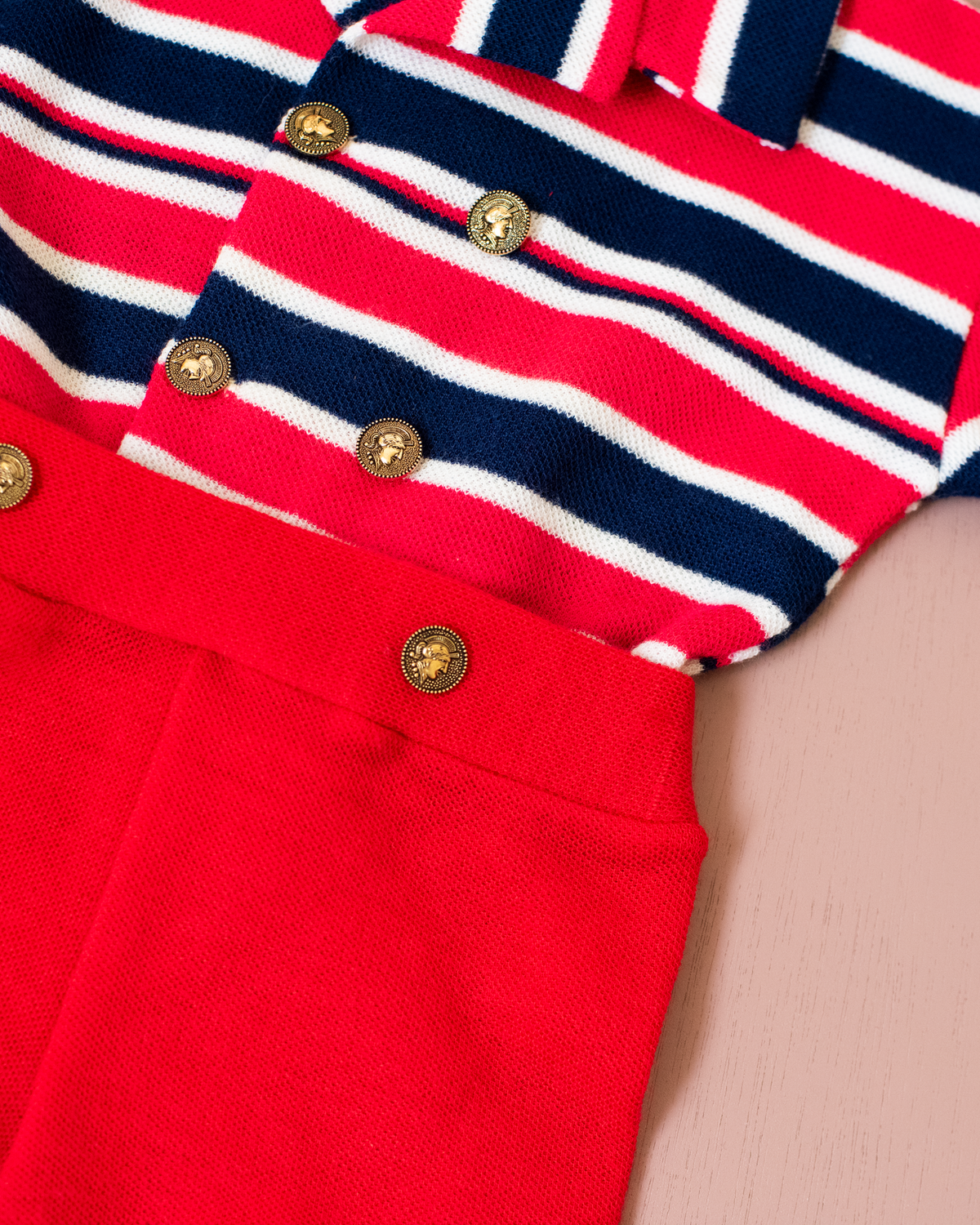 French striped suit with collar | 9-12 months