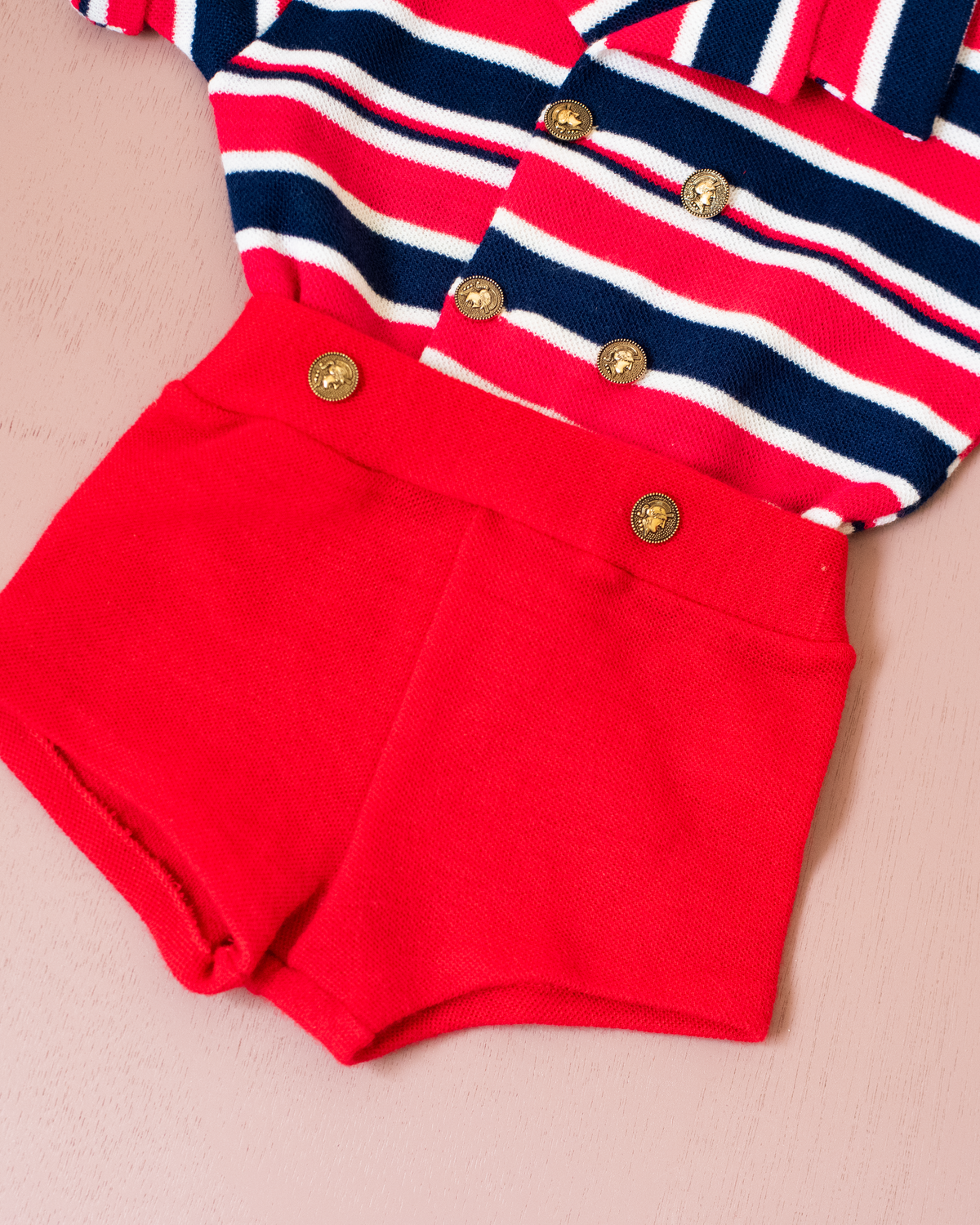 French striped suit with collar | 9-12 months