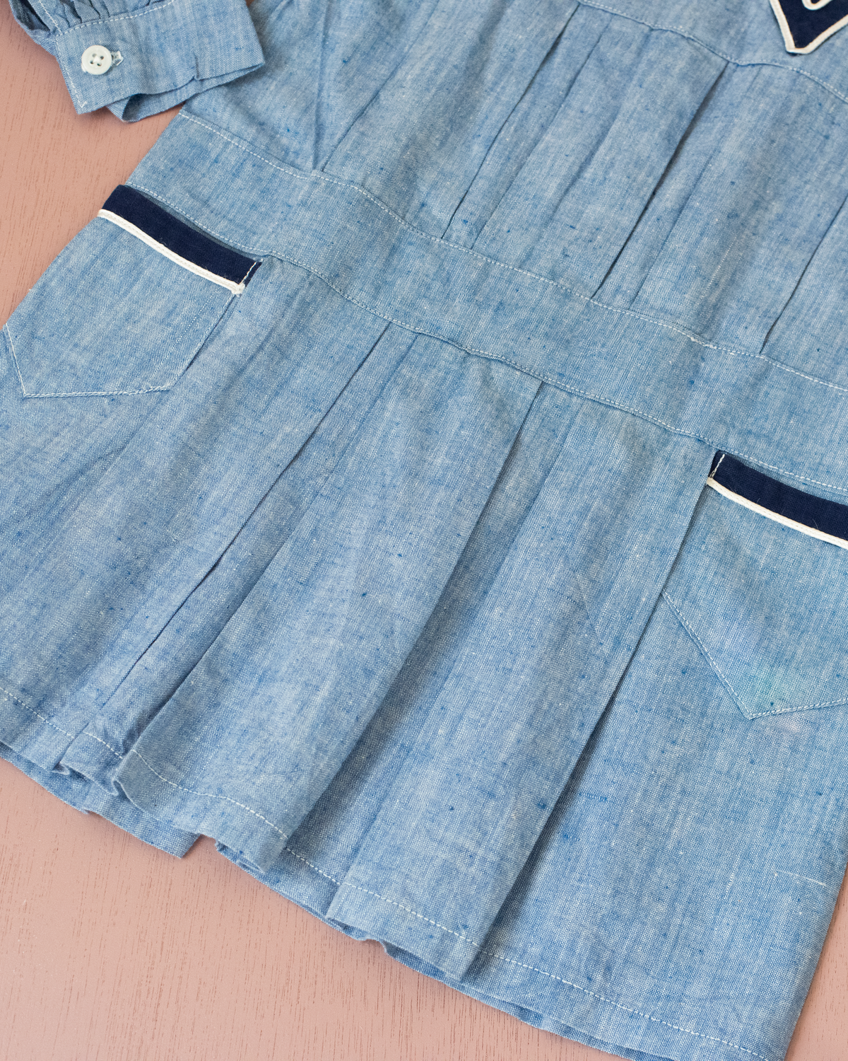 French Denim Tunic | Dead Stock from the 60s | 12-18 months