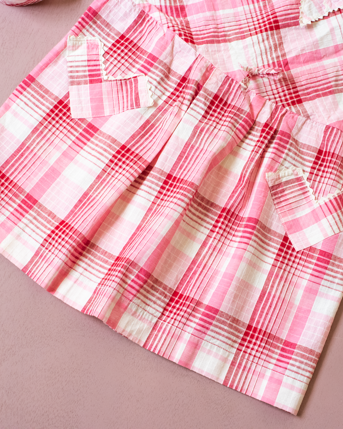 Pink plaid dress from the 60s in France | 18-24 months