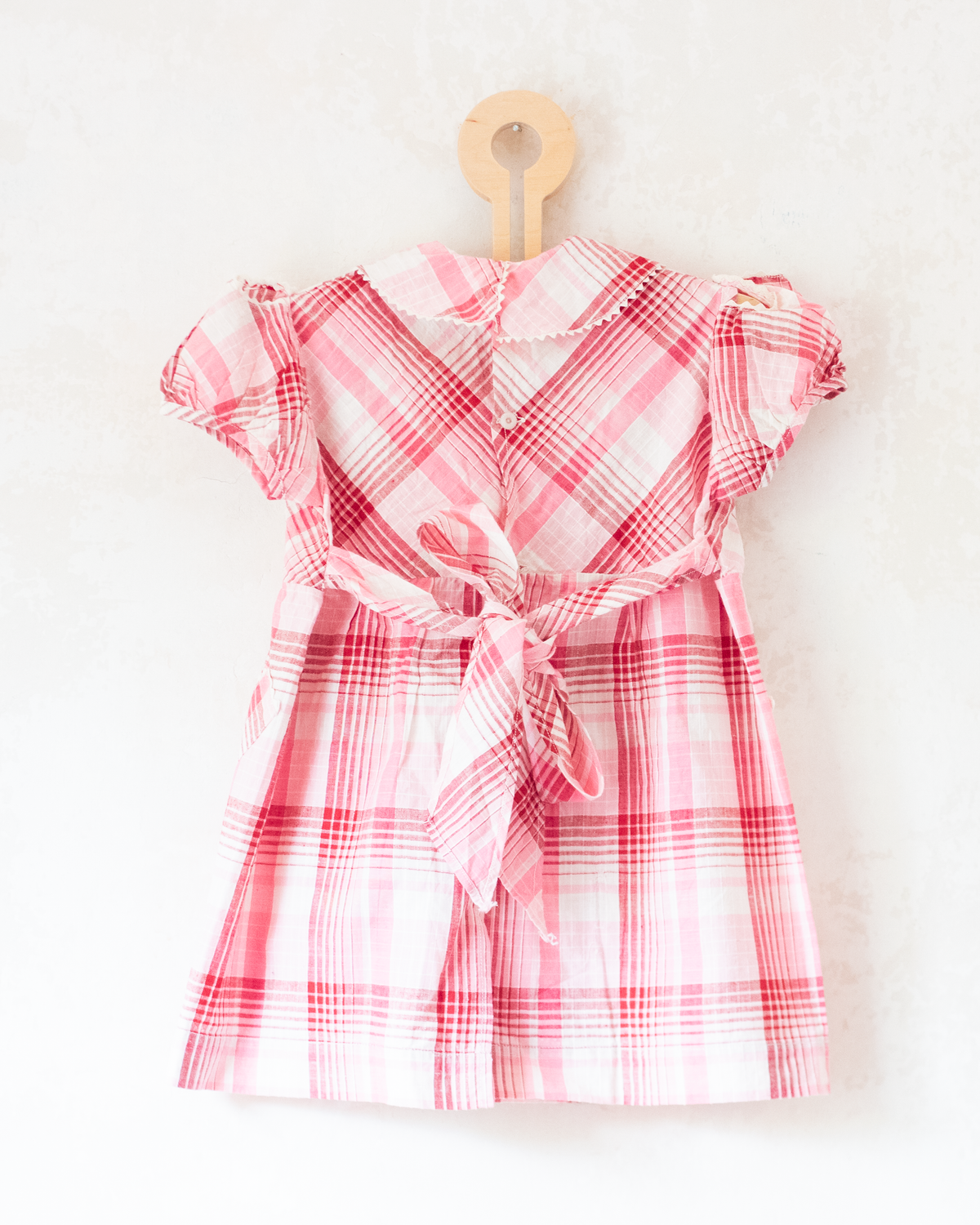 Pink plaid dress from the 60s in France | 18-24 months