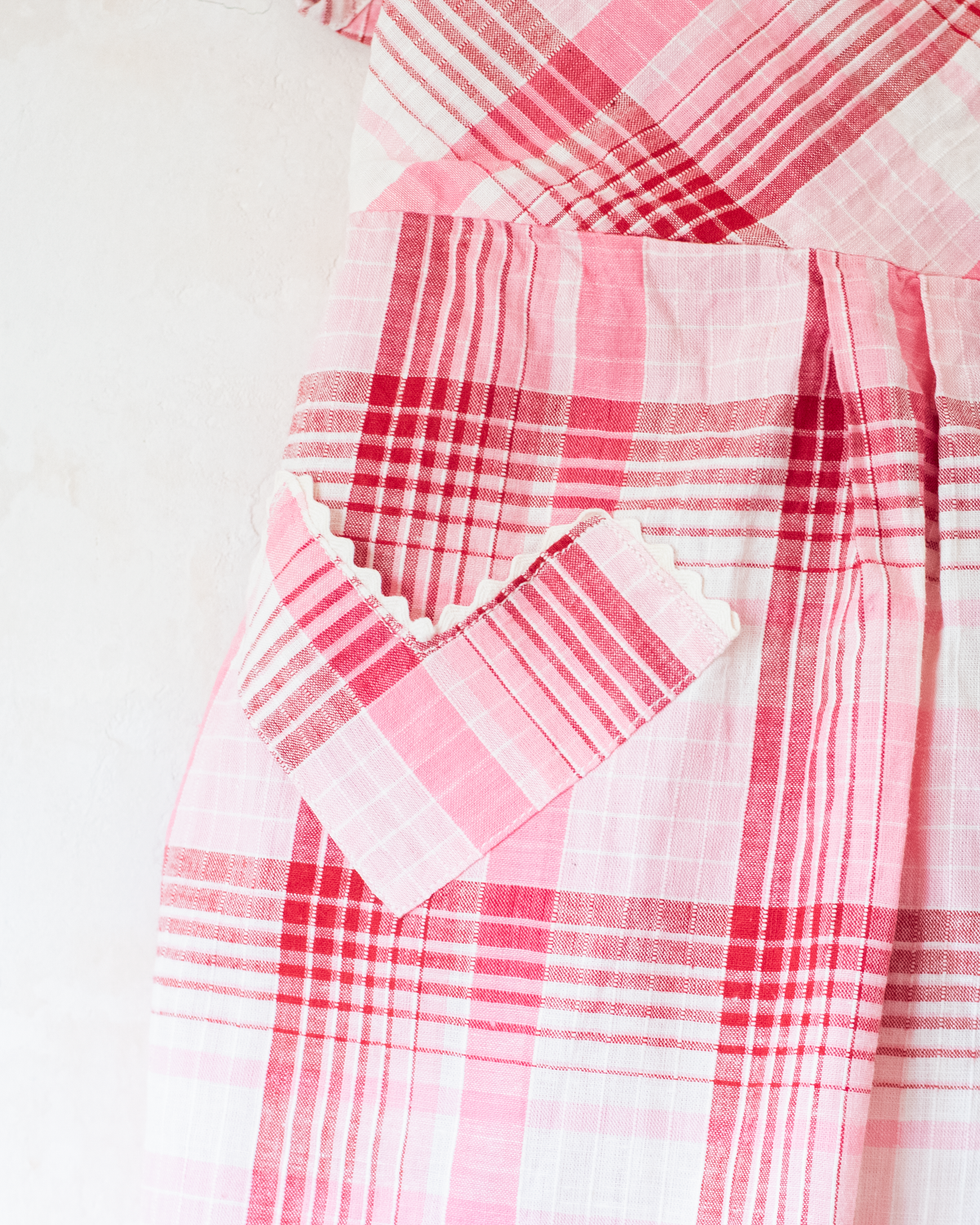 Pink plaid dress from the 60s in France | 18-24 months