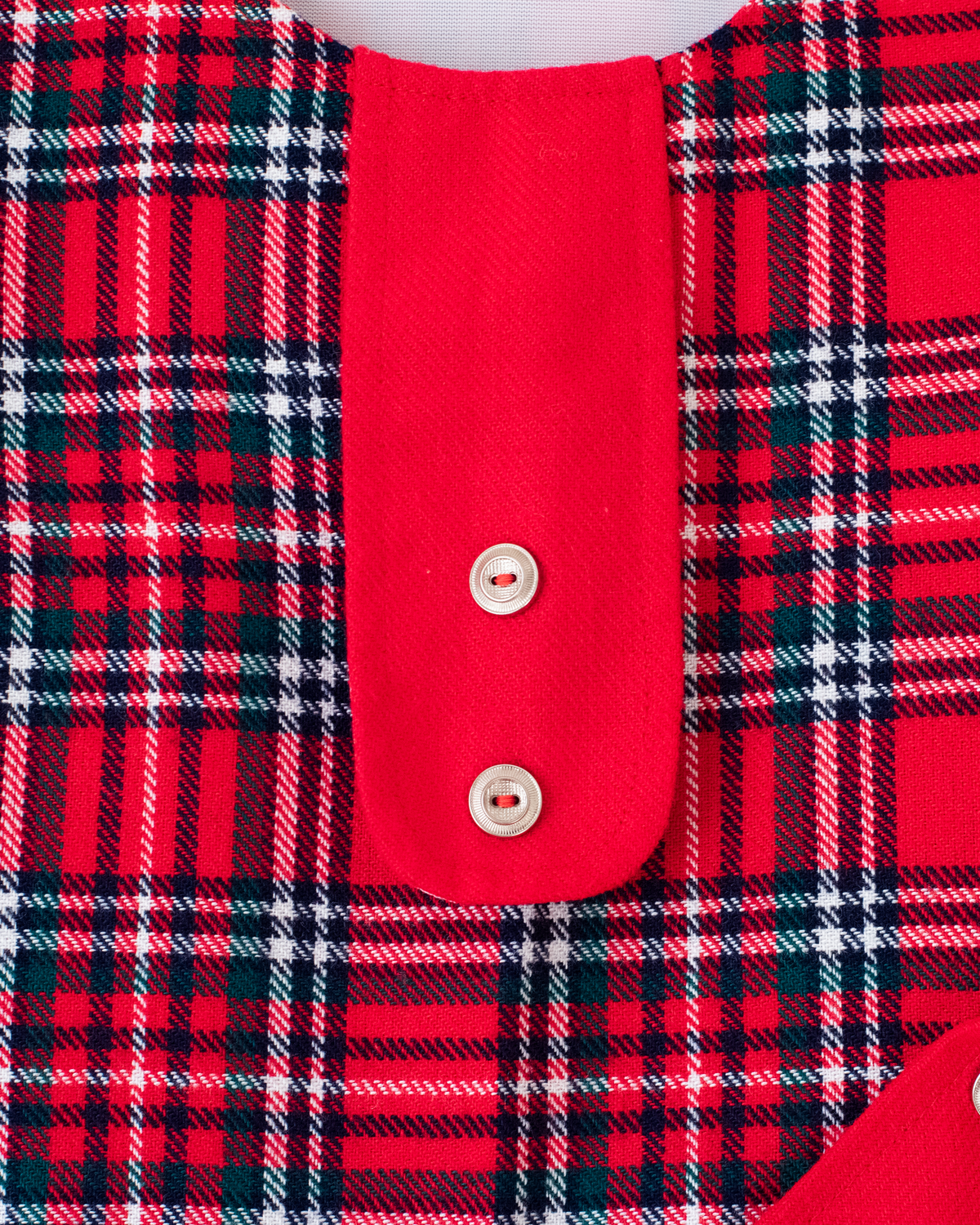 Red French plaid pinafore from the seventies | 7-8 years