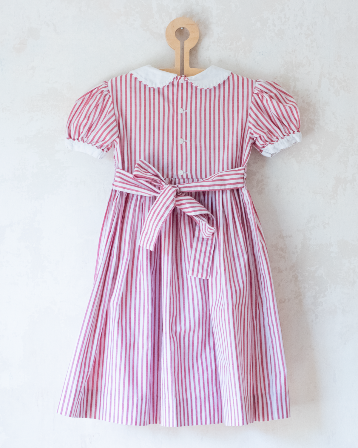 Pink striped dress with floral ruffles | 6-7 years