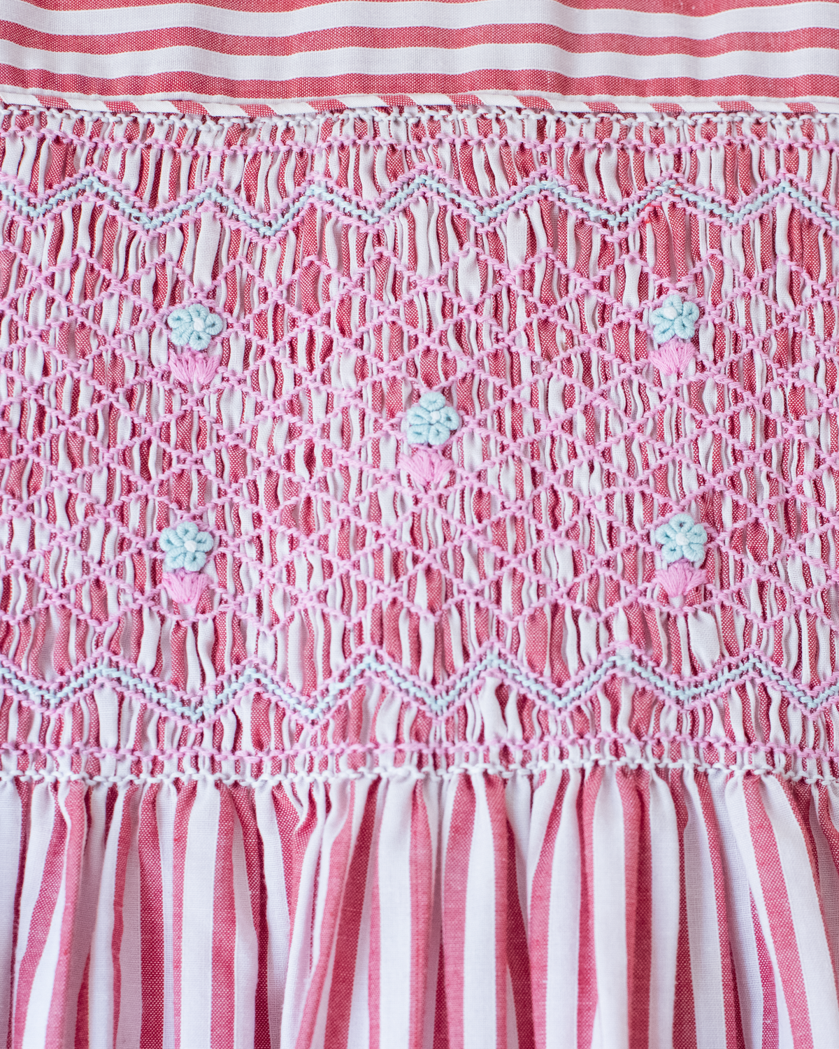 Pink striped dress with floral ruffles | 6-7 years
