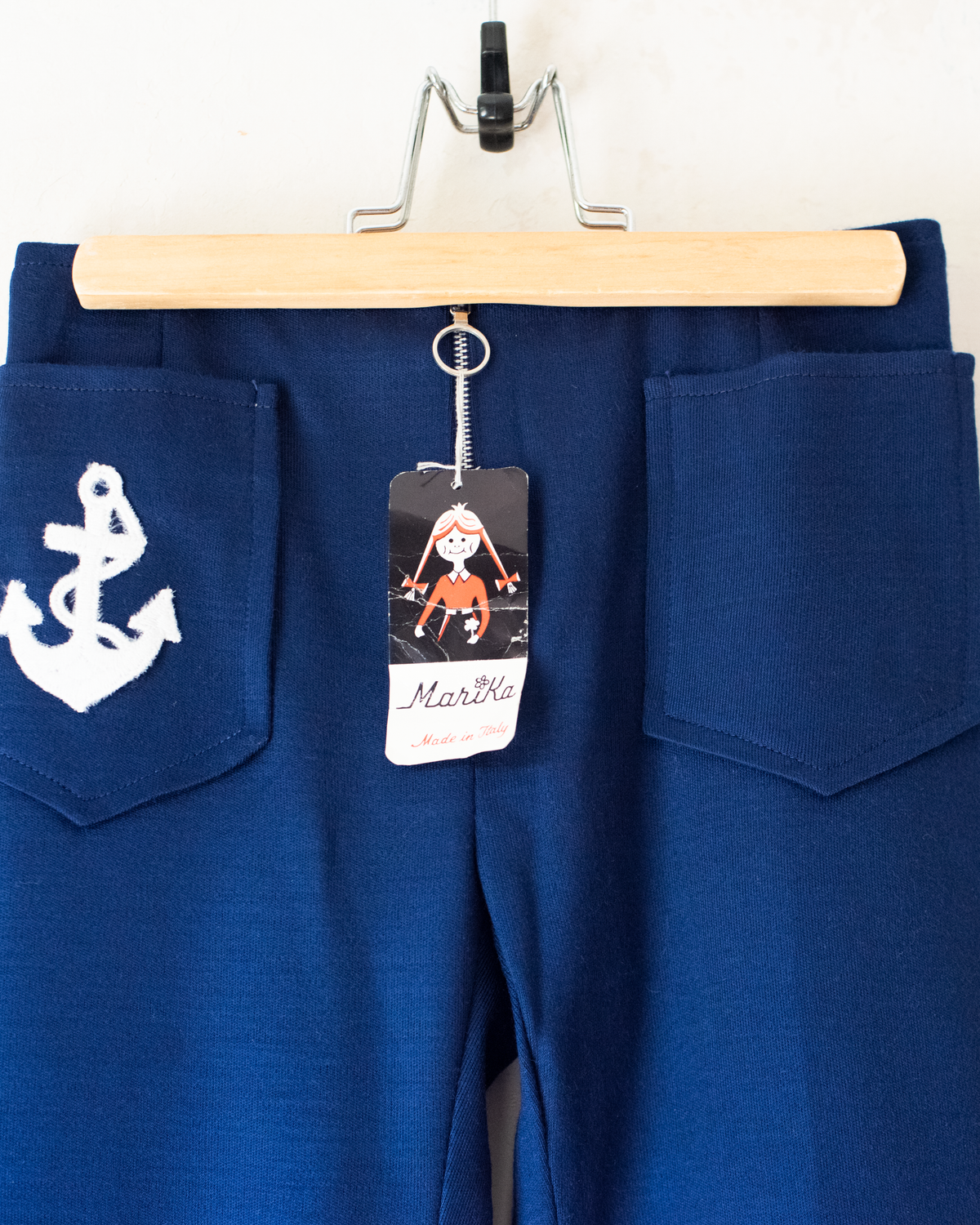Blue pants with embroidered anchor | Italian deadstock | 8-9 years
