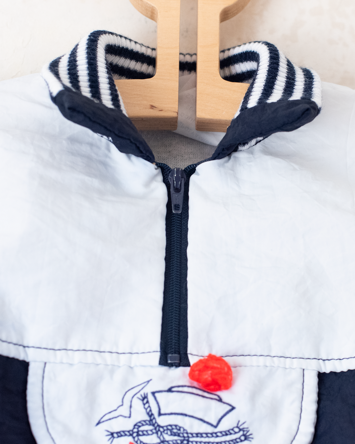 Blue tracksuit with sailor hat and pom-pom | 6-9 months