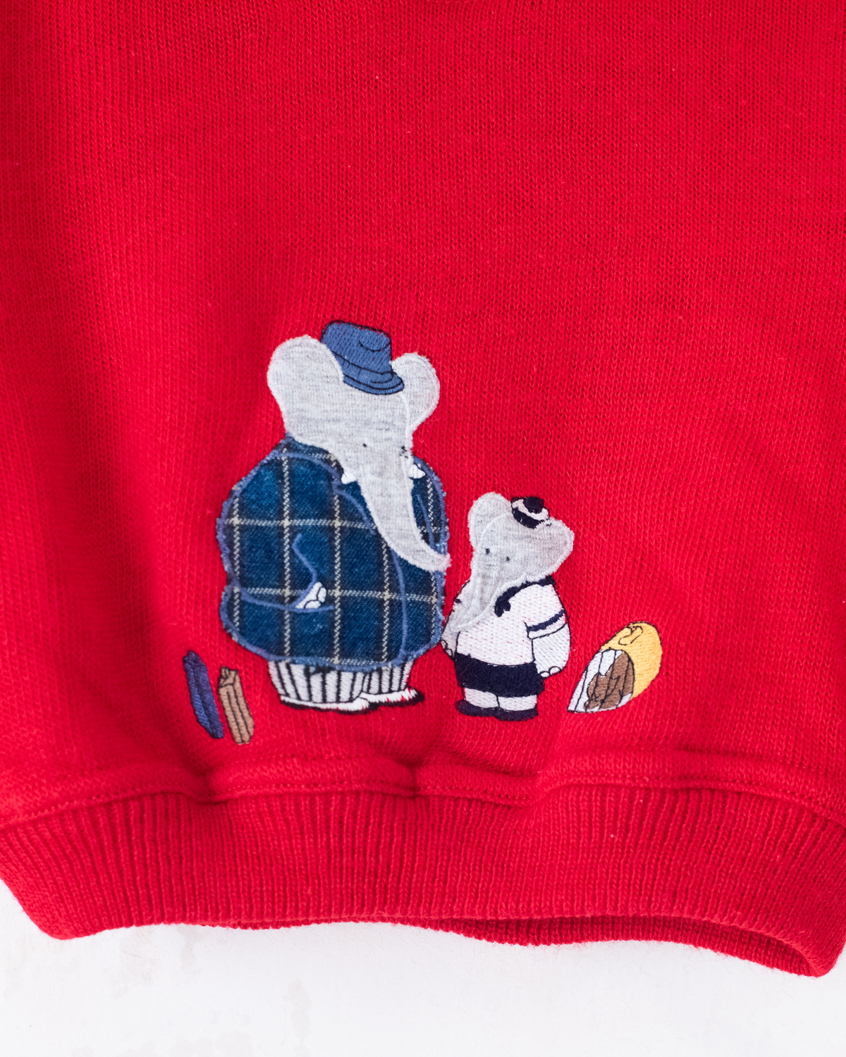 Red sweater with embroidery of King Babar | 3-6 months