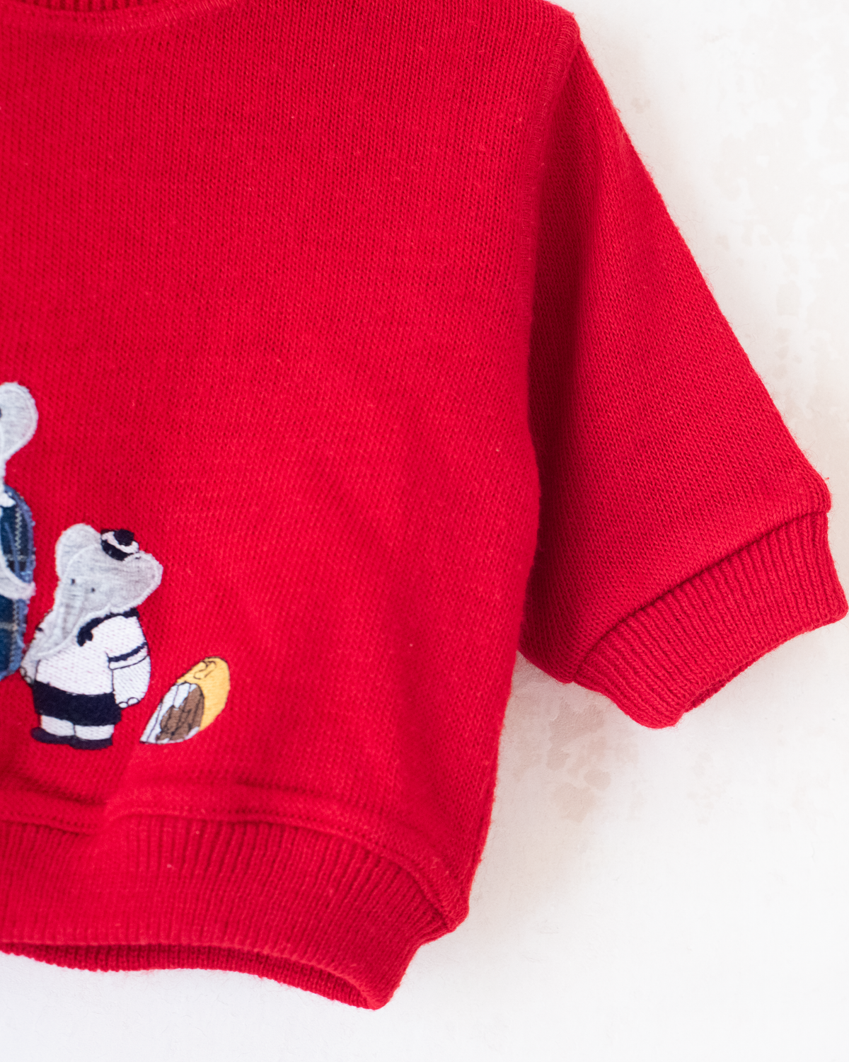 Red sweater with embroidery of King Babar | 3-6 months