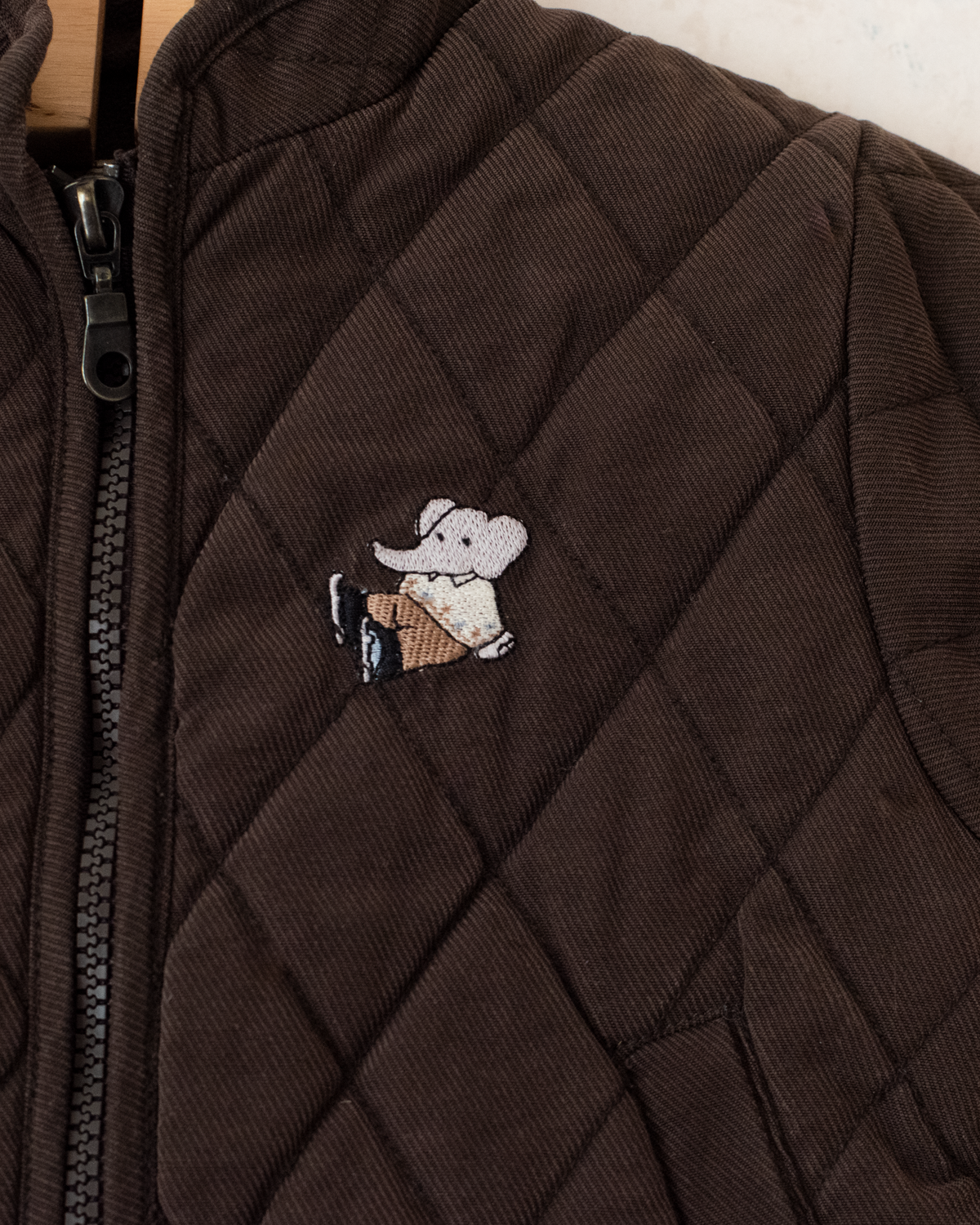 Brown quilted jacket with Baby King embroidery | 12-18 months