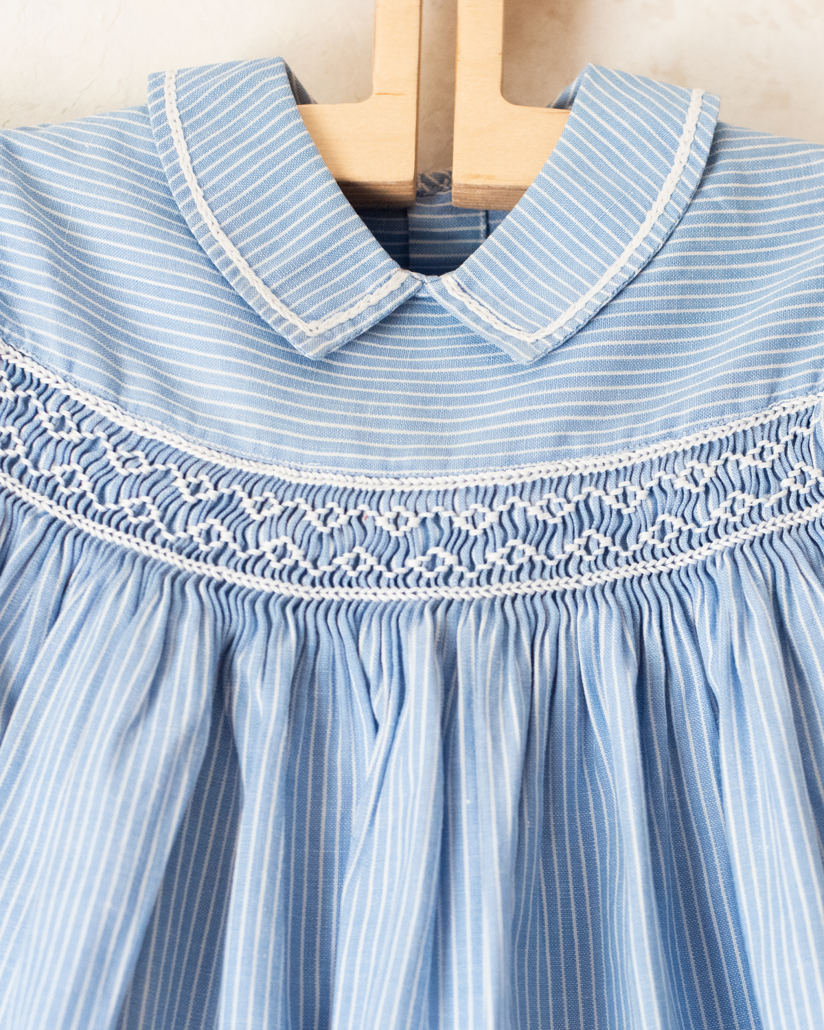 Striped dress with white embroidery | 6-9 months