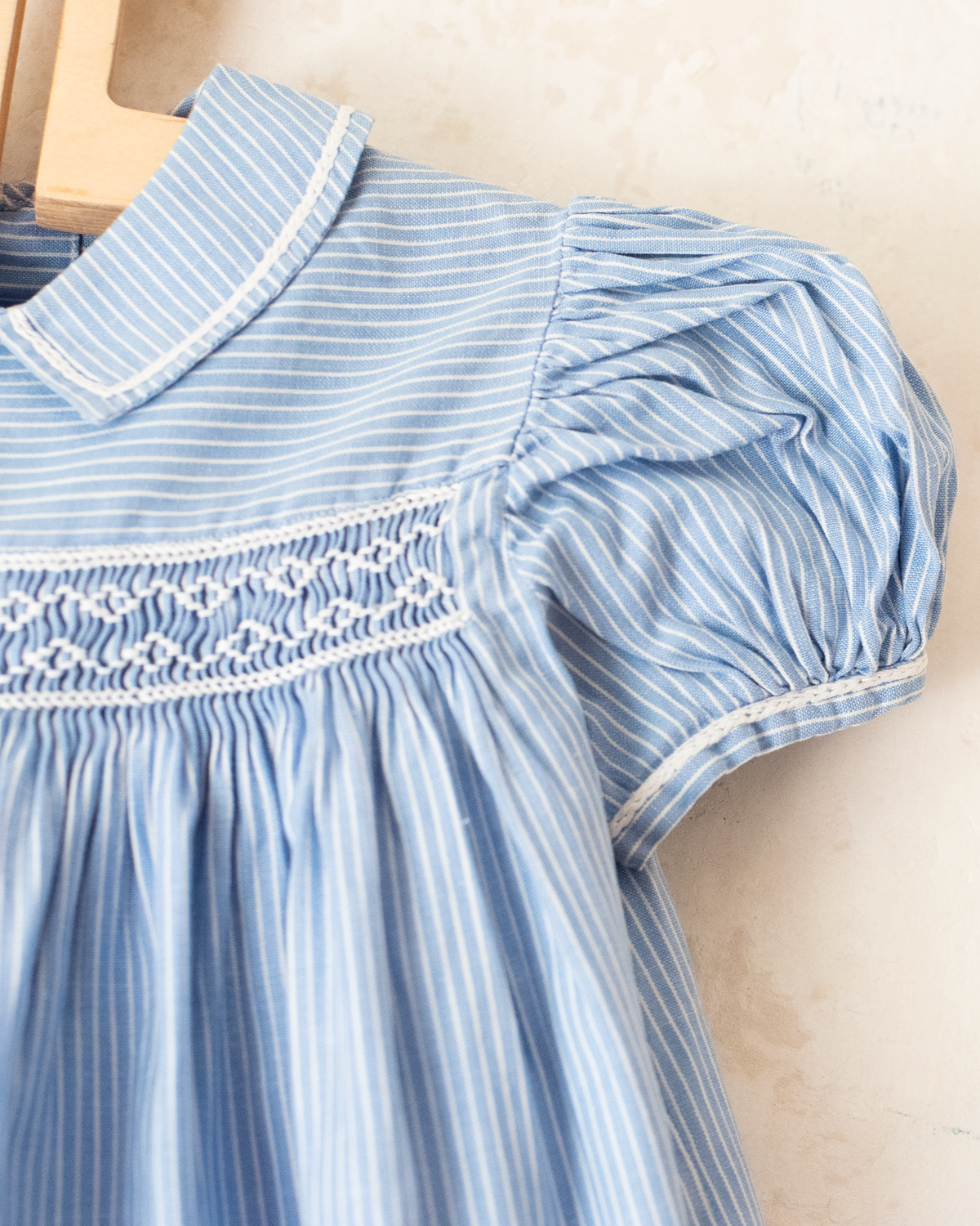 Striped dress with white embroidery | 6-9 months