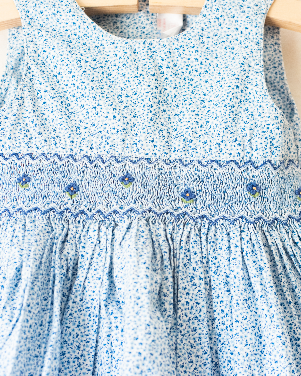 Light blue floral dress with flower embroidery | 9-12 months