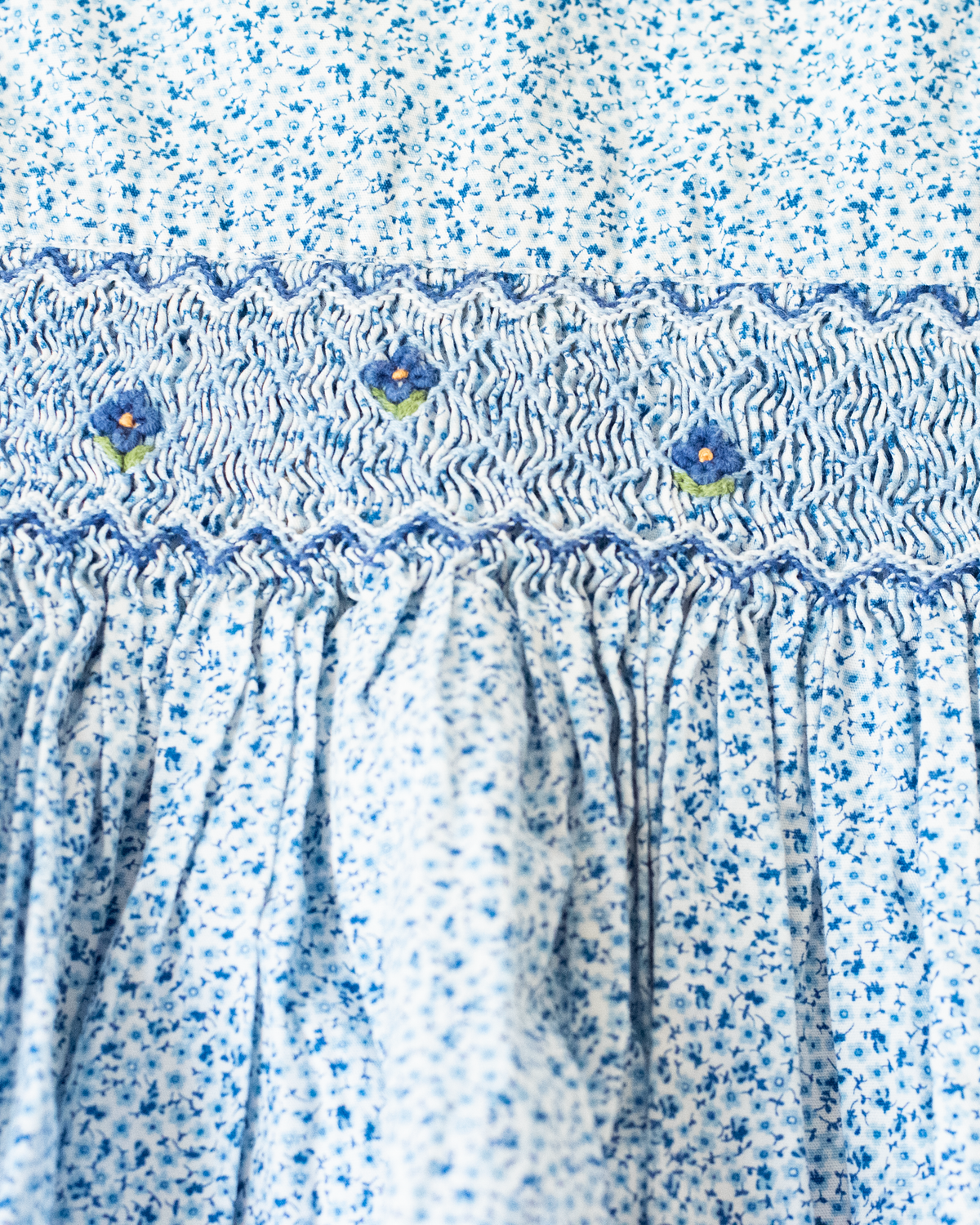 Light blue floral dress with flower embroidery | 9-12 months