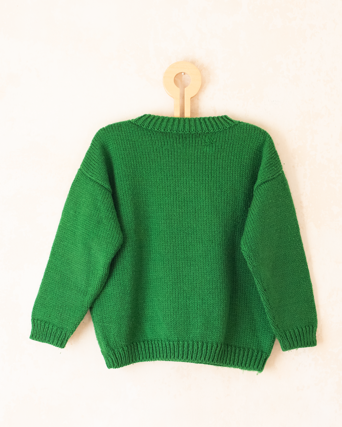 Green wool sweater with a white puppy | 5-6 years