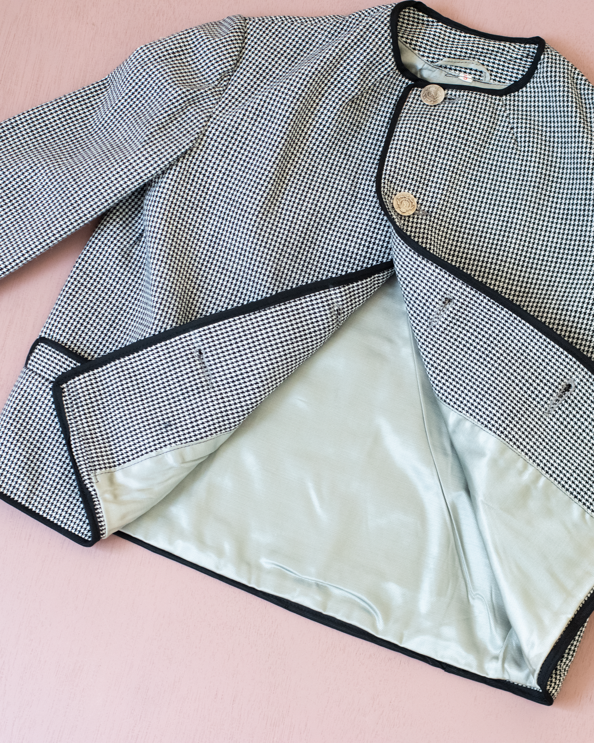 Pepita Tailored Jacket in Black and White | Belgian Dead Stock from the Seventies | 5-6 Years