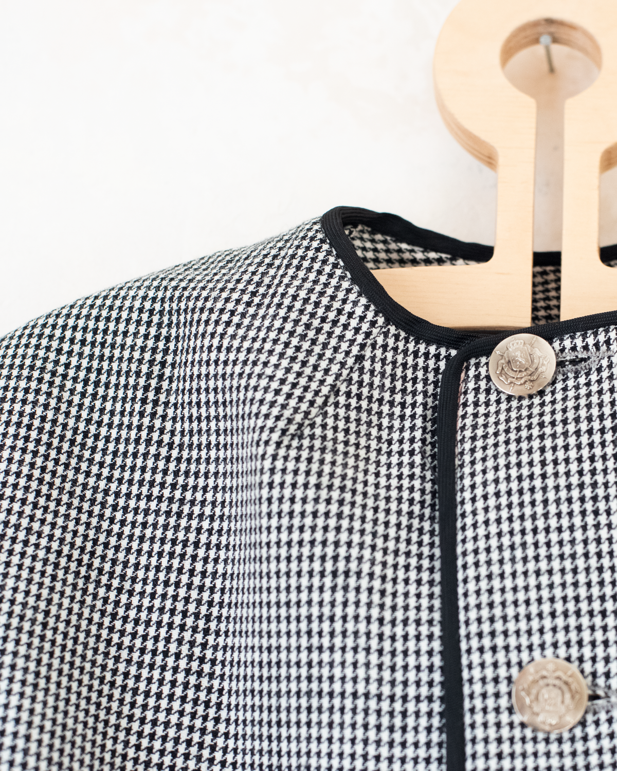 Pepita Tailored Jacket in Black and White | Belgian Dead Stock from the Seventies | 5-6 Years