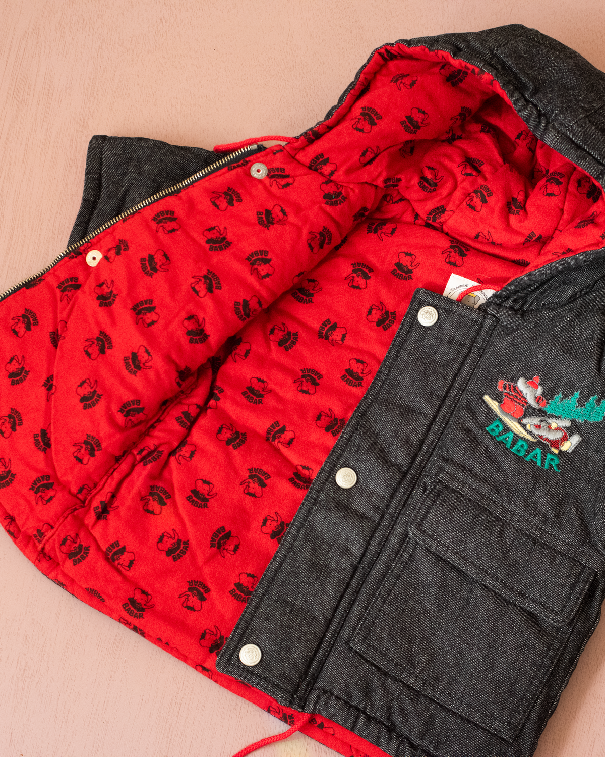Black jacket with King Babar skiing | French deadstock | 3-6 months