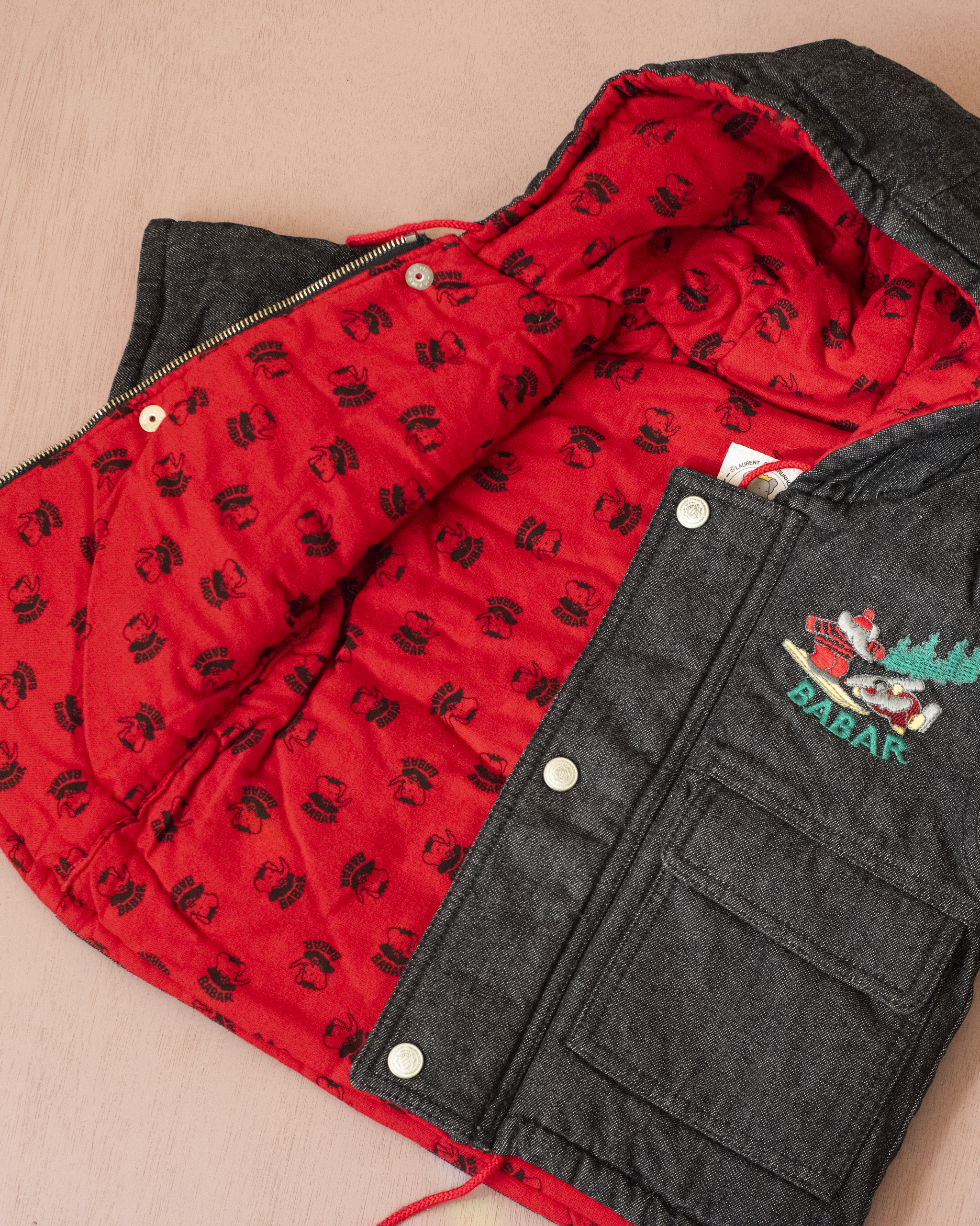 מעיל שחור עם המלך בבר גולש סקי | דד סטוק צרפתי | 3-6 חודשים