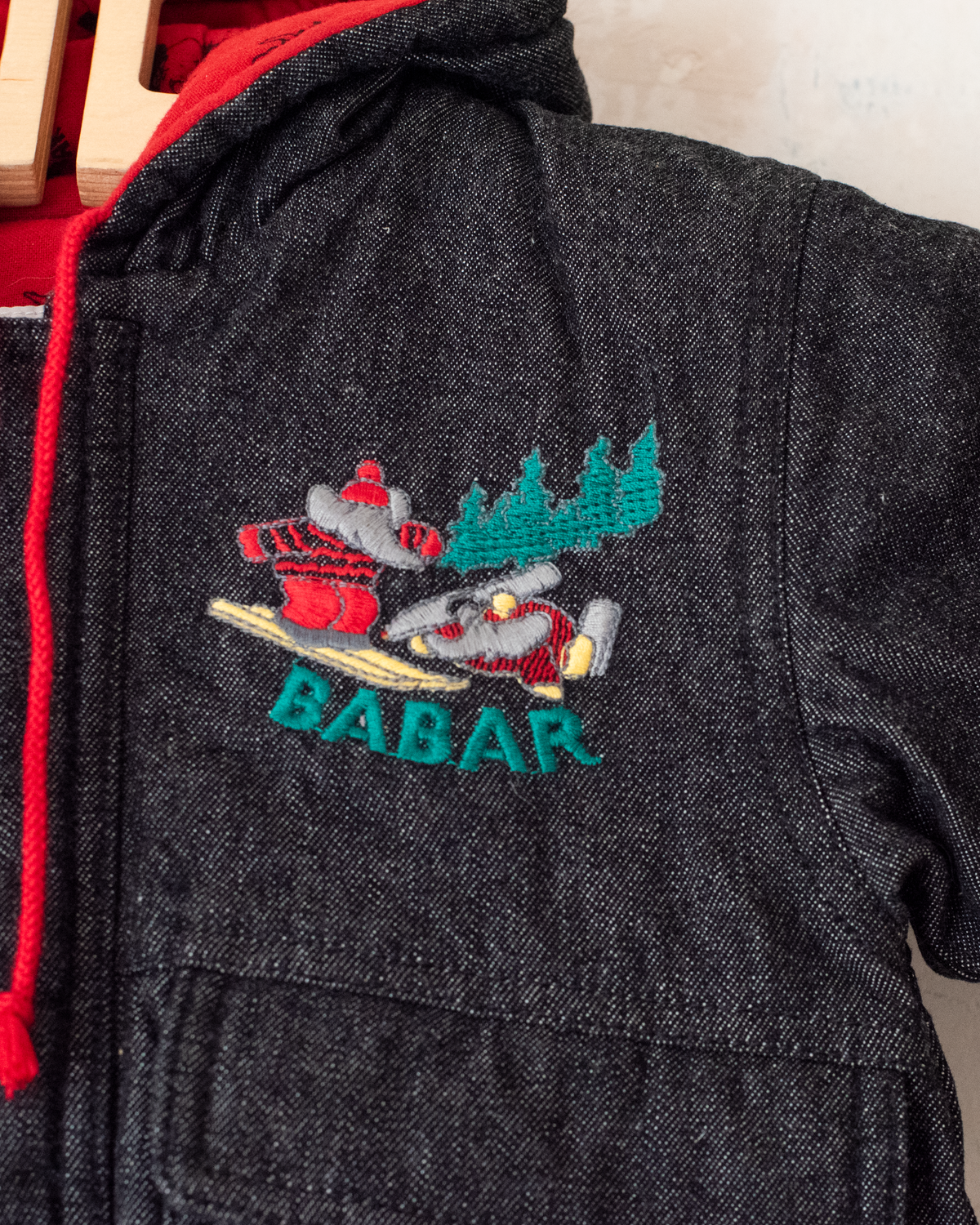 Black jacket with King Babar skiing | French deadstock | 3-6 months