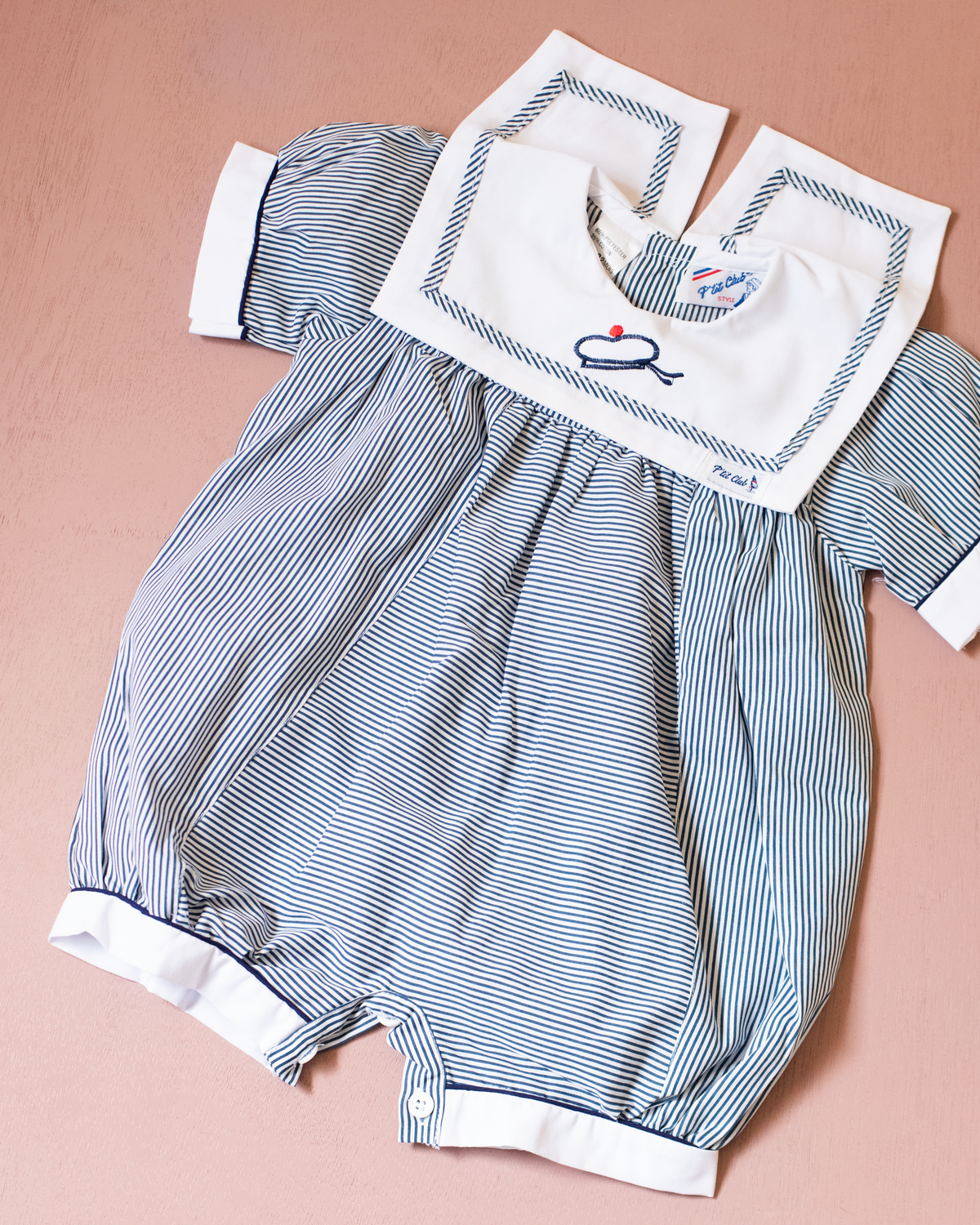 Striped overalls with sailor collar | 12-18 months