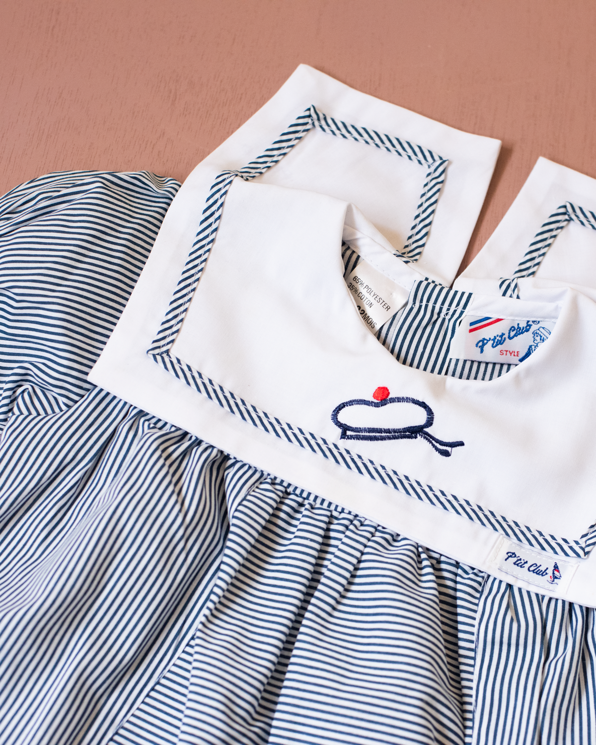 Striped overalls with sailor collar | 12-18 months