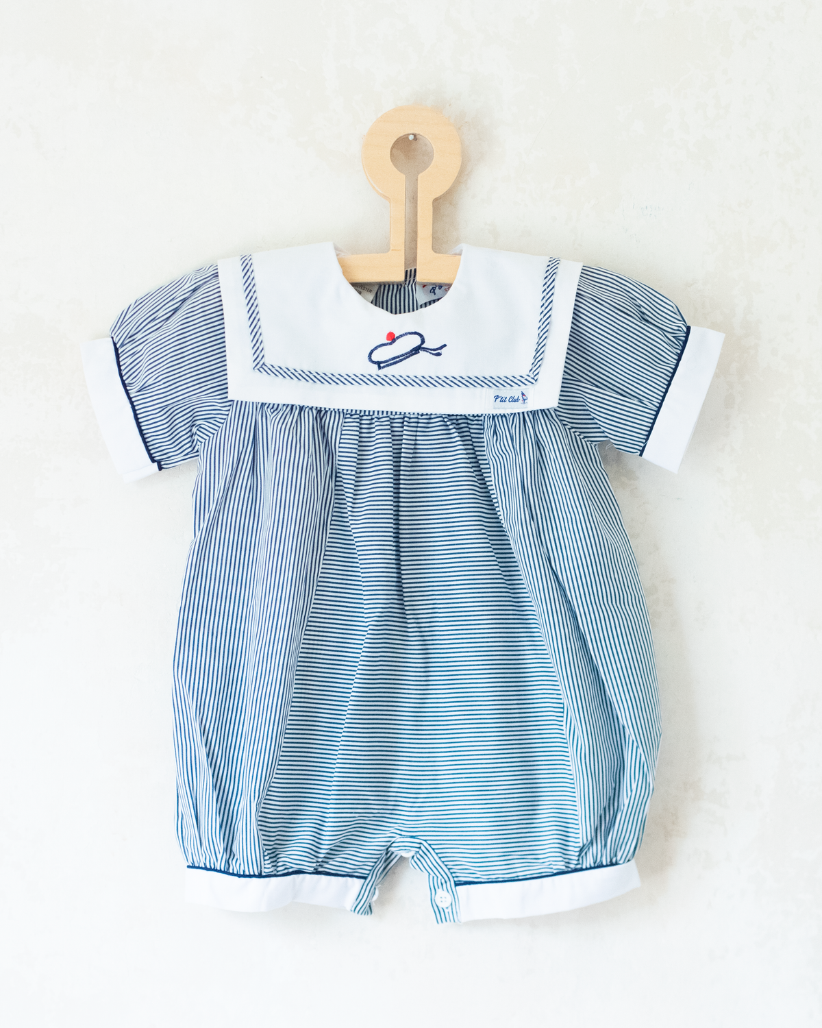 Striped overalls with sailor collar | 12-18 months