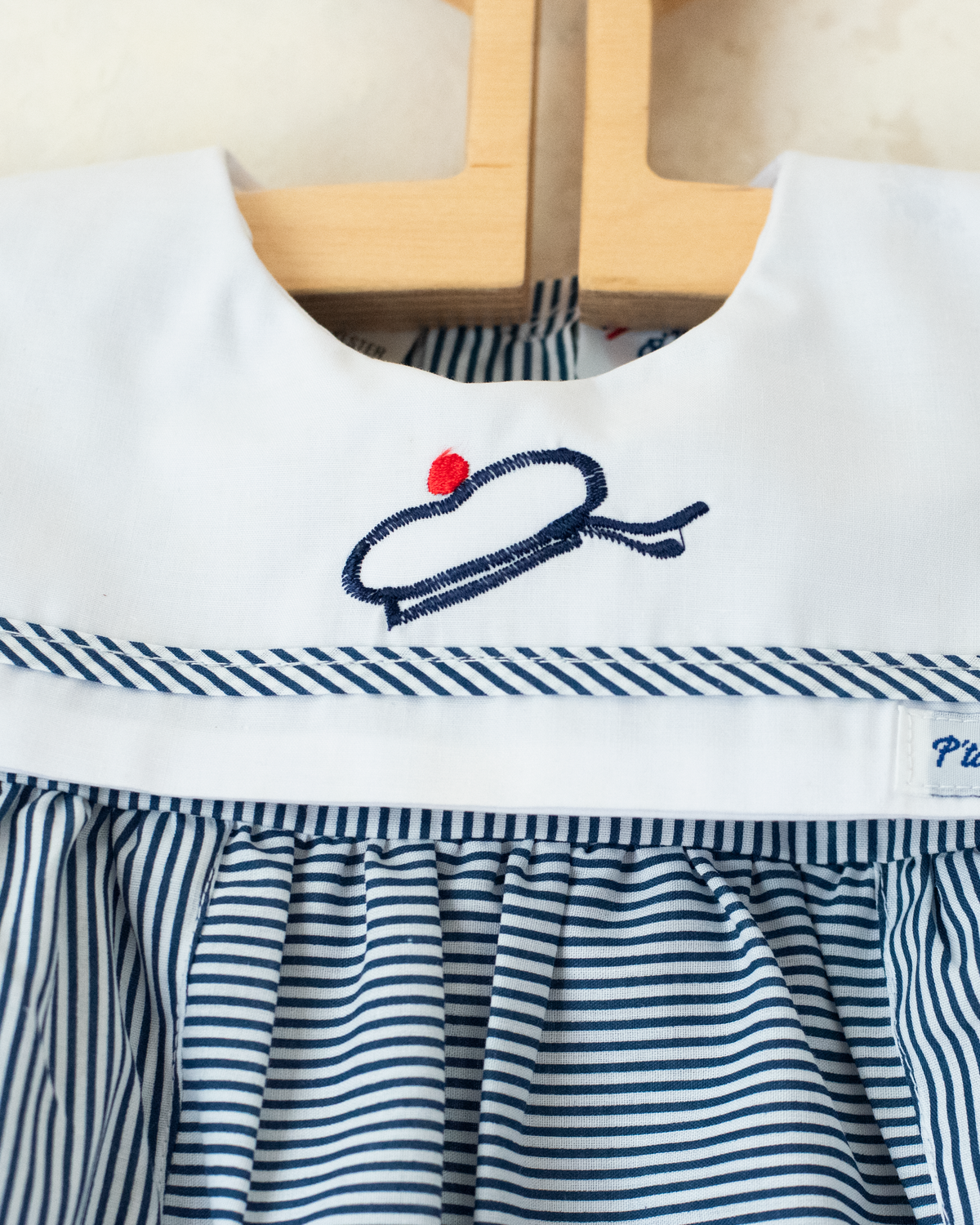 Striped overalls with sailor collar | 12-18 months