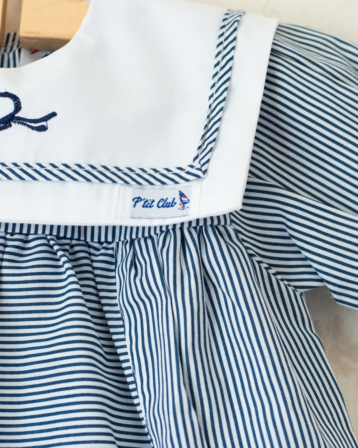 Striped overalls with sailor collar | 12-18 months