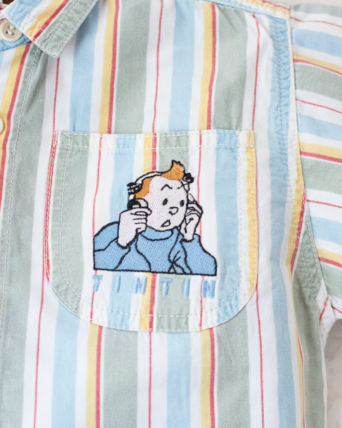 Striped button-down shirt with Tintin | 3-4 years