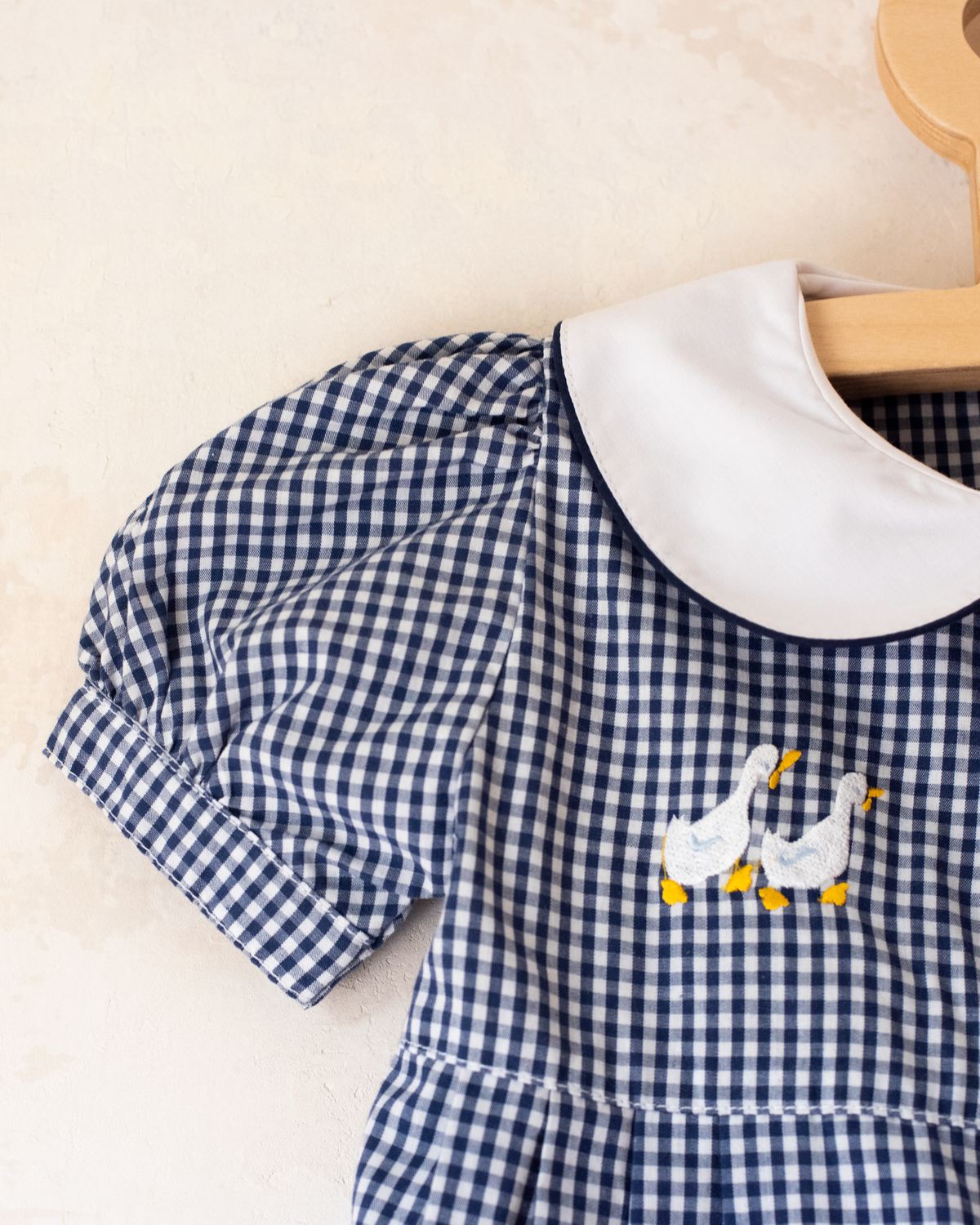 Plaid dress with embroidered geese | 12-18 months